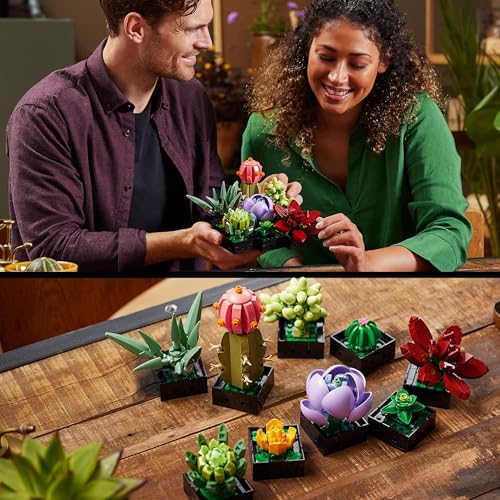 LEGO Botanicals Sukkulenten - Künstliche Blumen Set für Erwachsene - Blumenstrauß Bauset - Kreatives Hobby und Home Deko - Geschenkidee für Frauen & Männer - Botanik Kollektion (9 Pflanzen) 10309 - Image 3