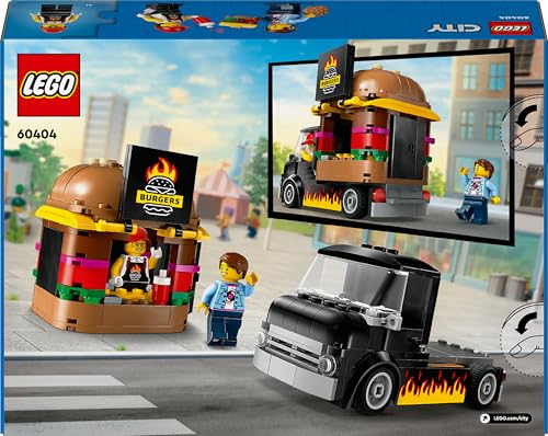 LEGO City Burger-Truck, Bauset mit Spielzeug-Auto für 5-jährige Kinder, Imbisswagen Minifigur und Zubehör, lustiges Geschenk für Jungen und Mädchen 60404 - Image 2
