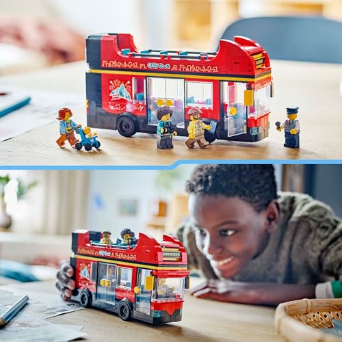 LEGO City Doppeldeckerbus, Doppeldecker Spielzeug-Bus, Fahrzeug-Spielset für Mädchen und Jungen ab 7 Jahren, enthält 5 Figuren, darunter auch EIN Baby im Kinderwagen 60407 - Image 5