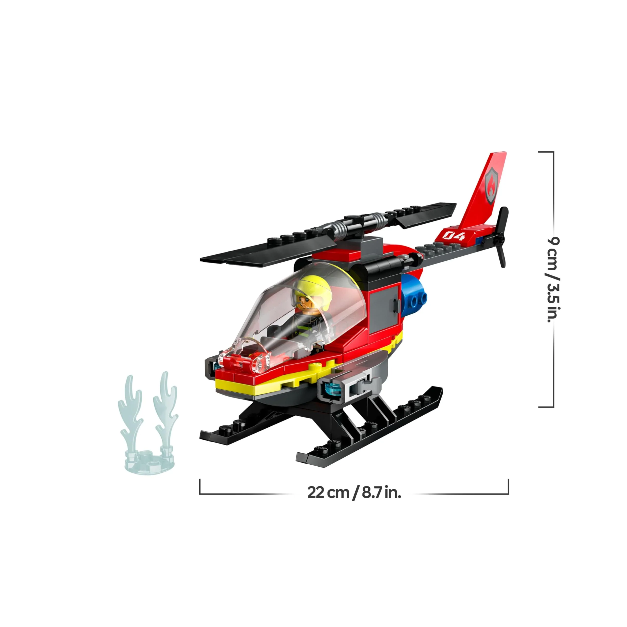 LEGO City Feuerwehrhubschrauber, Set mit Hubschrauber-Spielzeug und Pilot-Figur, Feuerwehr-Helikopter für EIN fantasievolles Spielerlebnis, Geschenk für Kinder, Jungen und Mädchen ab 5 Jahren 60411 - Image 6