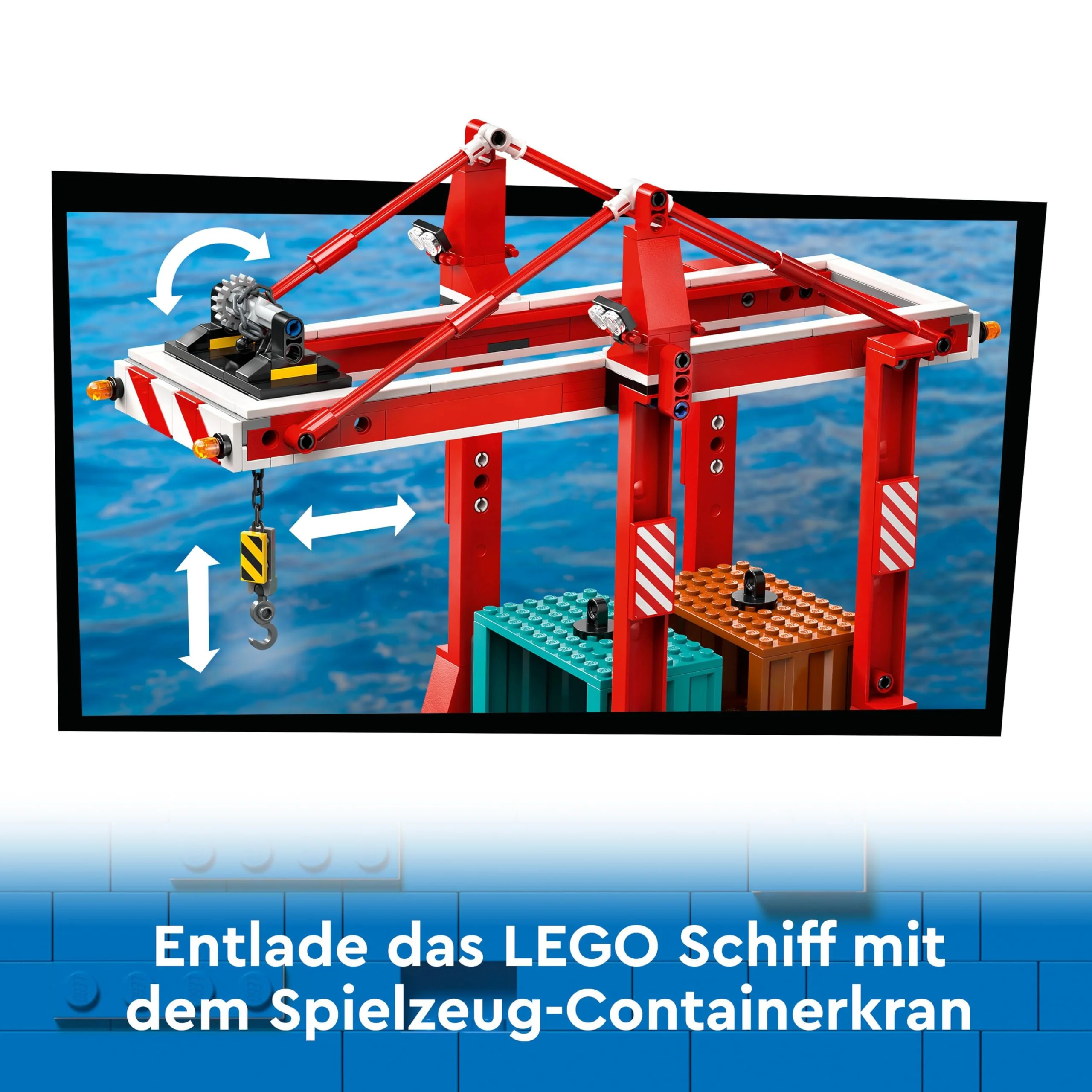 LEGO City Hafen mit Frachtschiff, Bauspielzeug für Jungen und Mädchen ab 8 Jahren, Geschenkidee für Kinder, Containerkran, Schiff-Spielzeug und 8 Minifiguren 60422 - Image 10