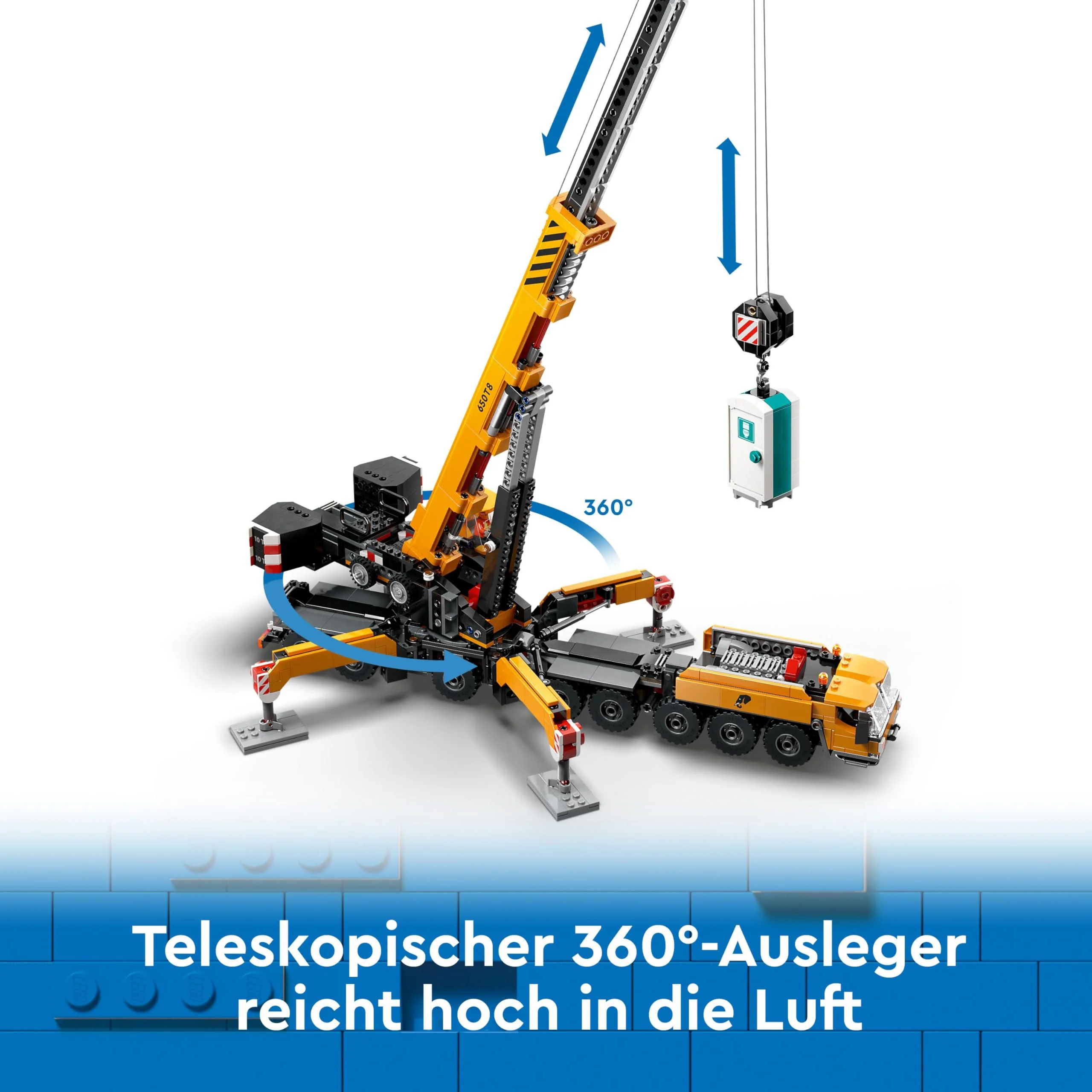 LEGO City Mobiler Baukran, Bauspielzeug für Jungen und Mädchen, Geschenk für kreative Kinder, ausfahrbarer Langer Ausleger, 4 Bauarbeiter-Minifiguren für Rollenspiele 60409 - Image 10