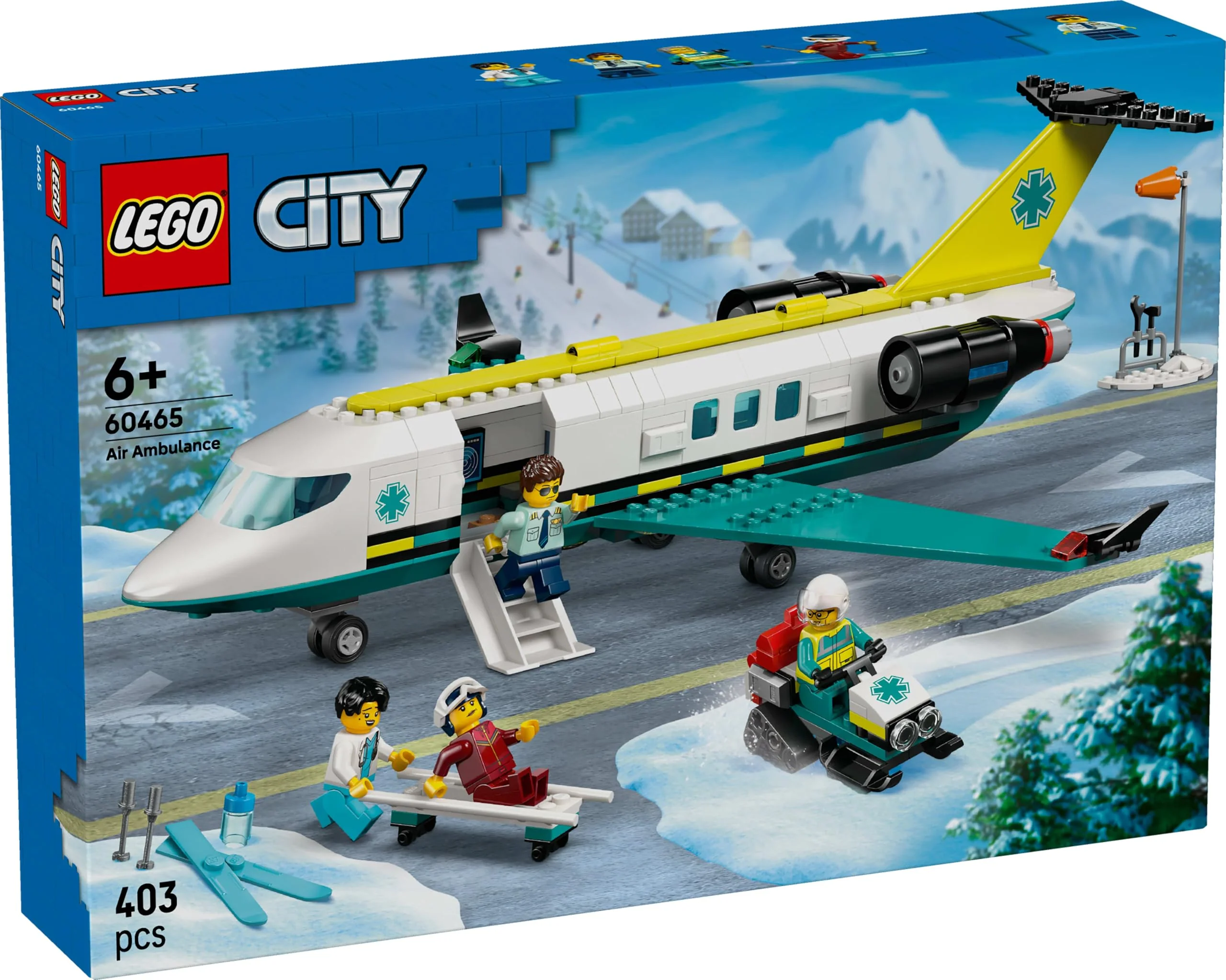 LEGO City Notfallrettungsflugzeug – Set mit Flieger, Schneemobil und 4 Mini-Figuren: Rettungssanitäter, Pilot, Arzt und Skifahrer – tolles Geschenk für Kinder ab 6 Jahren – 60465 - Image 3