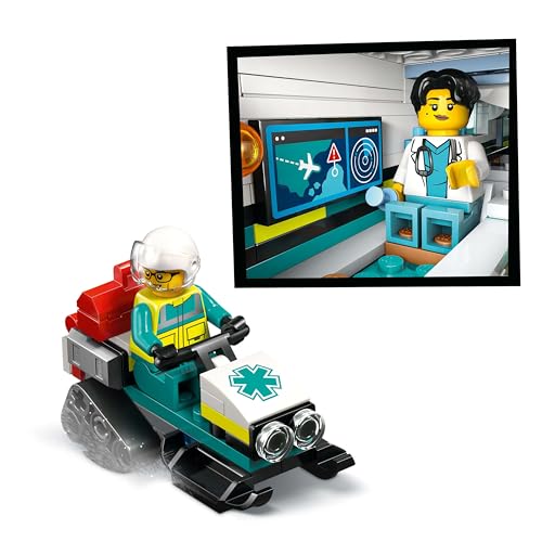 LEGO City Notfallrettungsflugzeug – Set mit Flieger, Schneemobil und 4 Mini-Figuren: Rettungssanitäter, Pilot, Arzt und Skifahrer – tolles Geschenk für Kinder ab 6 Jahren – 60465 - Image 7