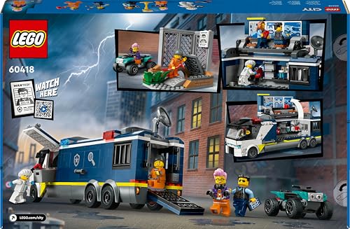 LEGO City Polizeitruck mit Labor, Polizei-Set mit Quad und LKW-Spielzeug für Kinder, Geschenk für Jungs und Mädchen ab 7 Jahre, plus 5 Minifiguren – 2 Polizisten, 1 Wissenschaftler und 2 Ganoven 60418 - Image 2