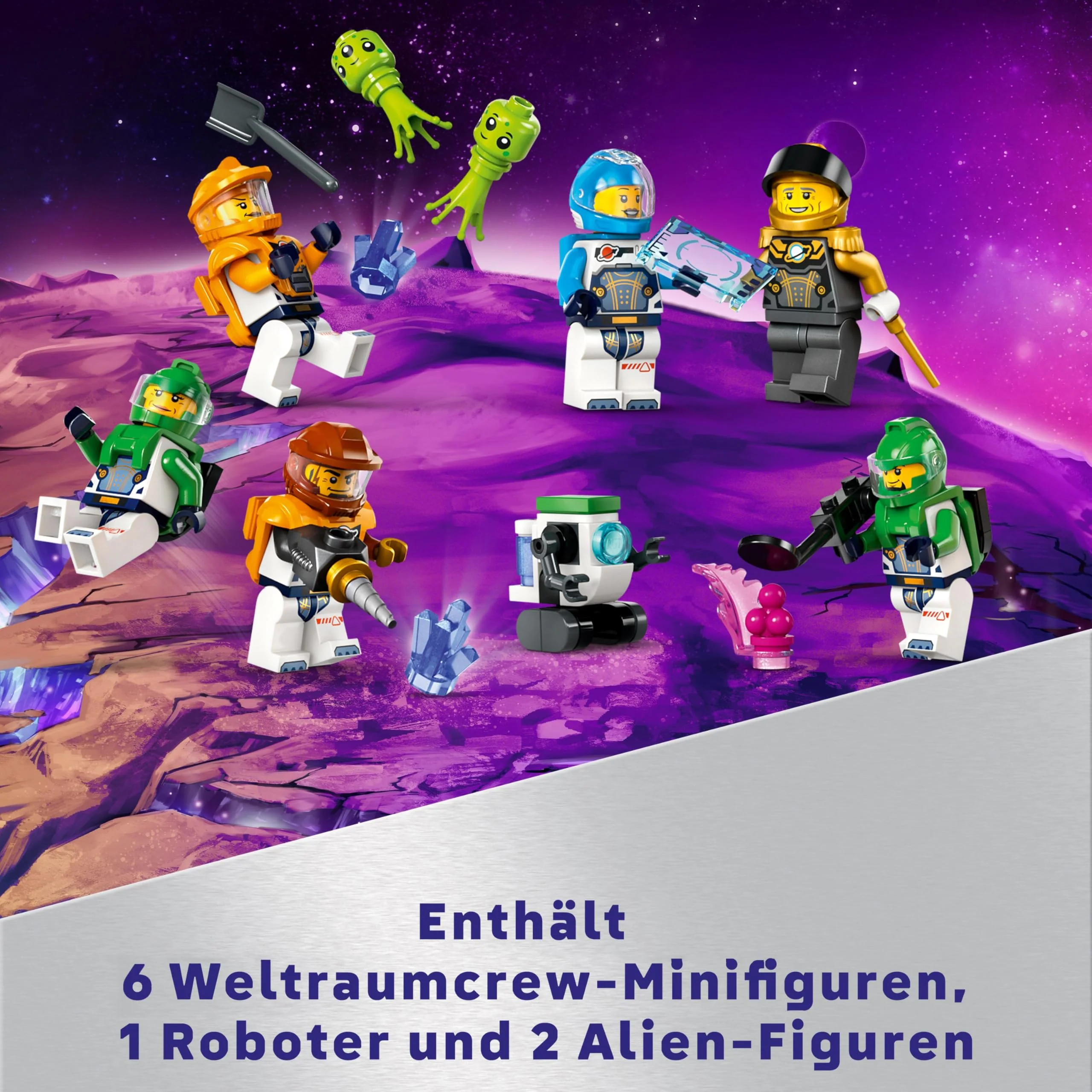 LEGO City Raumbasis mit Startrampe, Raumstation-Spielzeug mit Weltraum-Fahrzeug und Raumschiff für Kinder, Set mit 6 Minifiguren, Roboter und Alien-Figuren, Geschenk für Jungs und Mädchen 60434 - Image 7