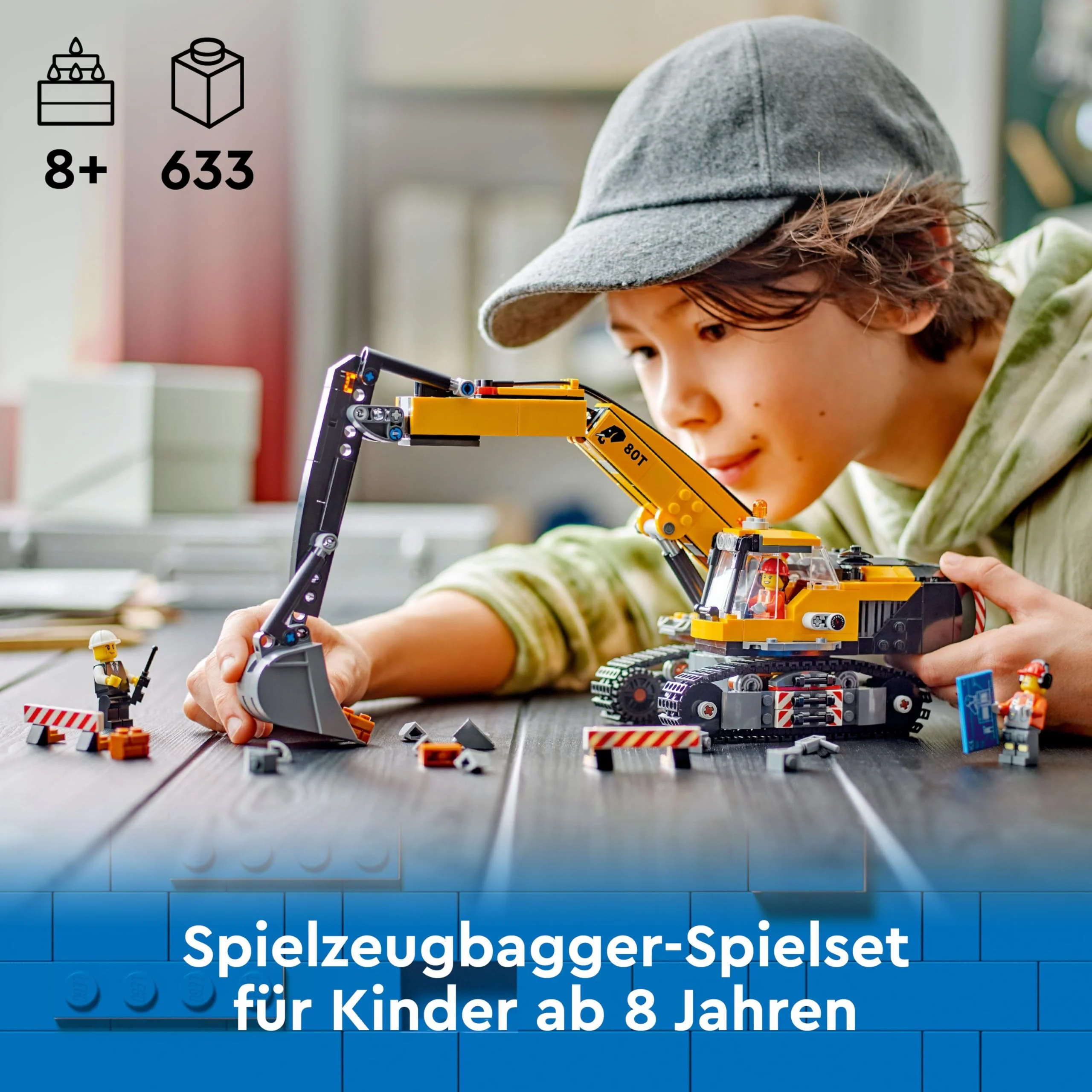 LEGO City Raupenbagger, Spielzeugbagger für Kinder ab 8 Jahren, Bauspielzeug mit Bagger-Modell, baubarer LKW mit Zubehör und 3 Minifiguren 60420 - Image 12