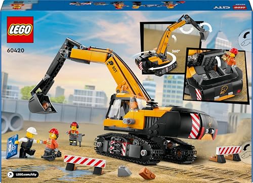 LEGO City Raupenbagger, Spielzeugbagger für Kinder ab 8 Jahren, Bauspielzeug mit Bagger-Modell, baubarer LKW mit Zubehör und 3 Minifiguren 60420 - Image 2