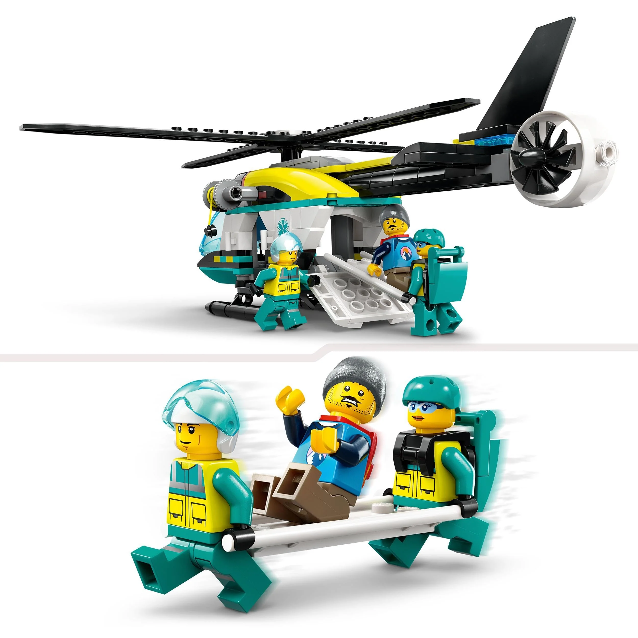 LEGO City Rettungshubschrauber, Hubschrauber-Spielzeug für Kinder, Helikopter mit Seilwinde, Rotoren und 3 Figuren inkl. Pilot, Wanderer und Luftretter, Geschenk für 6-jährige Jungs und Mädchen 60405 - Image 5