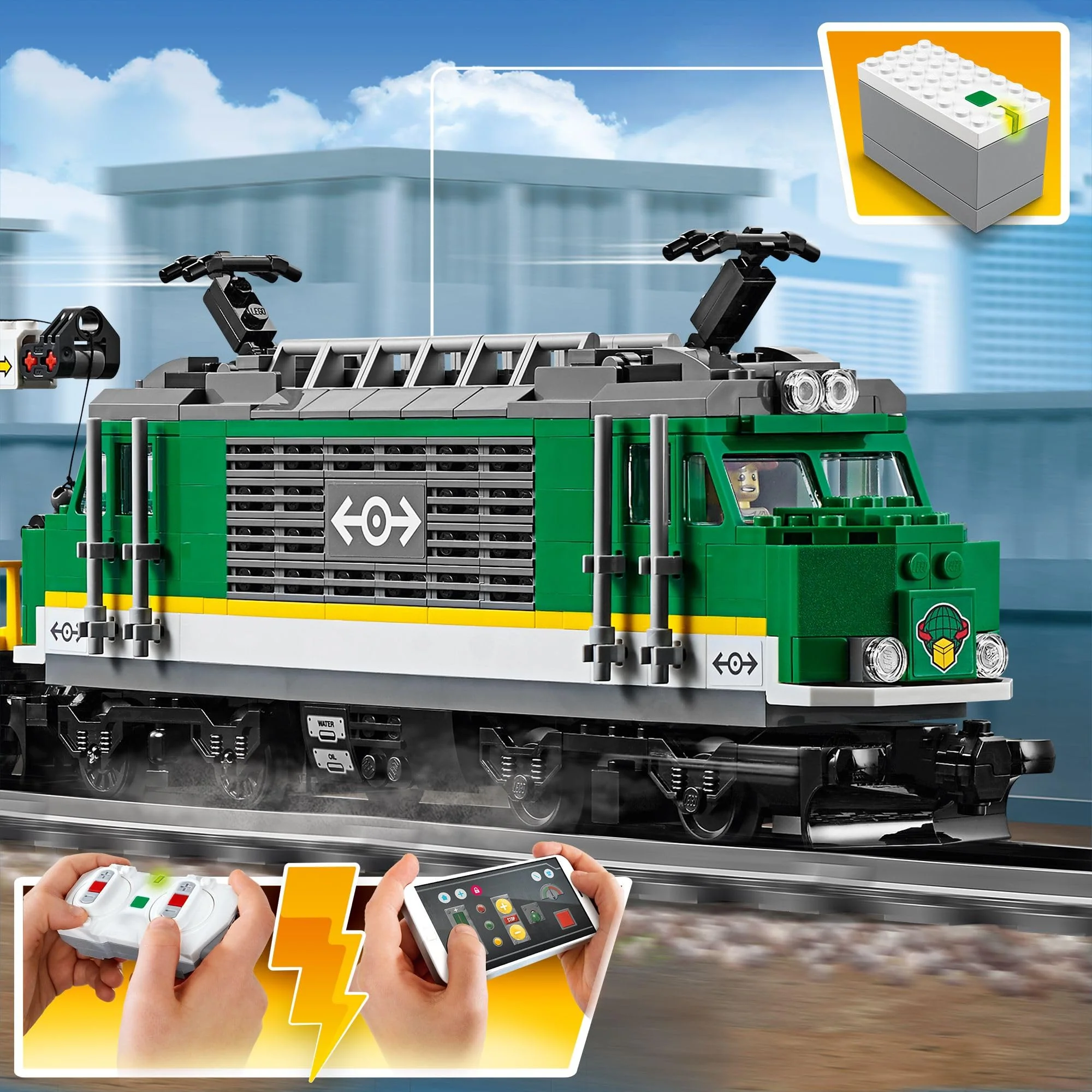 LEGO City Trains Güterzug - Zug Spielzeug, Gabelstapler, 32 Gleisstücke, Signalleuchten & 6 Minifiguren – Lokomotive Spielset für Kinder - Kreatives Geschenk für Jungen & Mädchen ab 6 Jahren - 60198 - Image 8