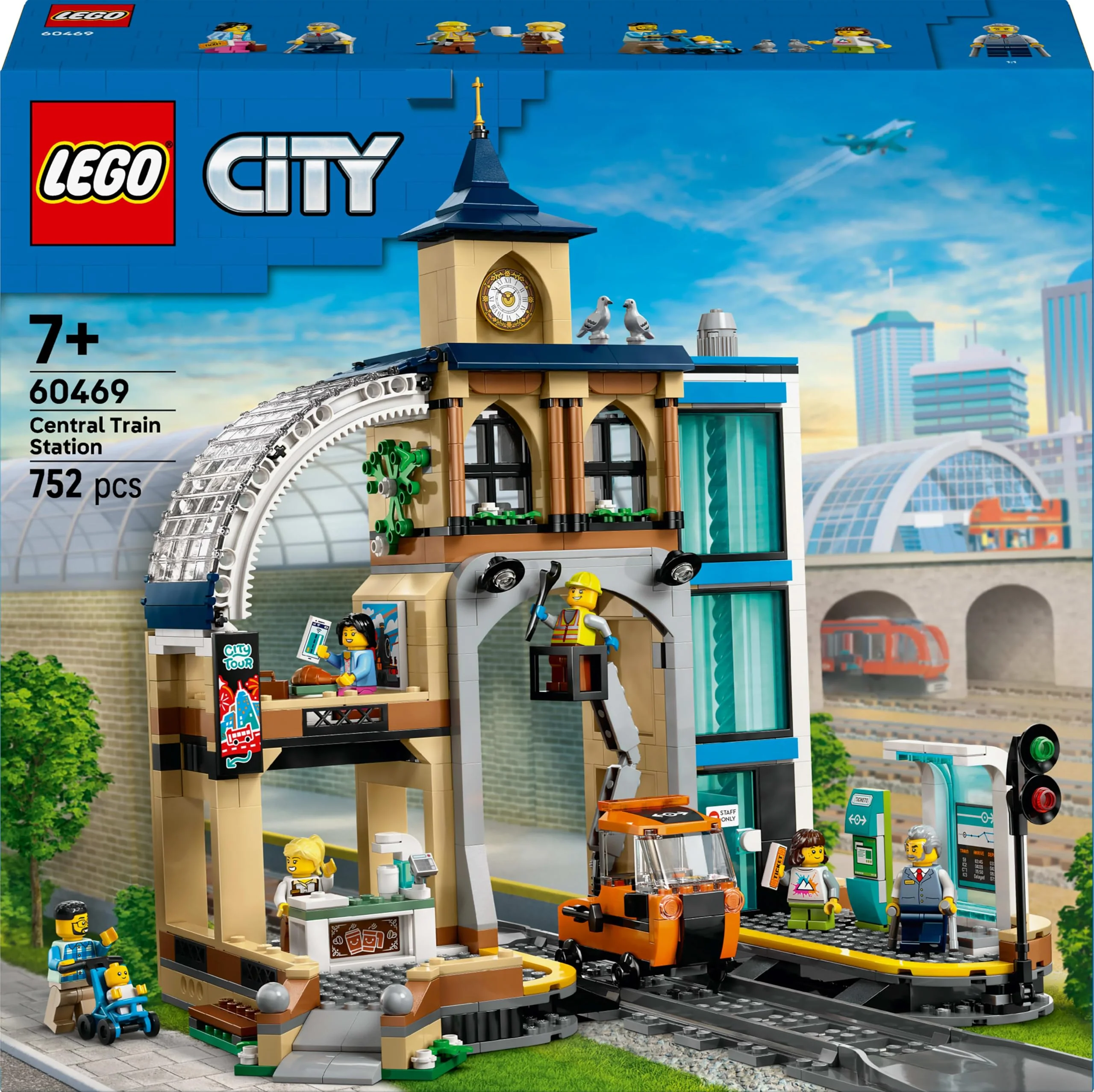 LEGO City Trains Hauptbahnhof - Wartungsfahrzeug-Spielzeug, funktionierendem Hublift, 2 Plattformen & 1 Gleisstück sowie 6 Minifiguren – Kreatives Geschenk für Jungen & Mädchen ab 7 Jahren - 60469 - Image 2