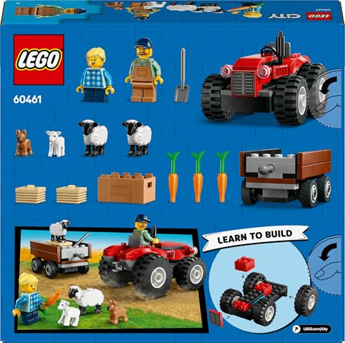 LEGO City Traktor mit Anhänger - Bauernhof Spielzeug mit Traktor & Tierfiguren - Montessori Spielsets für Jungen und Mädchen ab 4 Jahren - Geschenk mit 2 Minifiguren 60461 - Image 2
