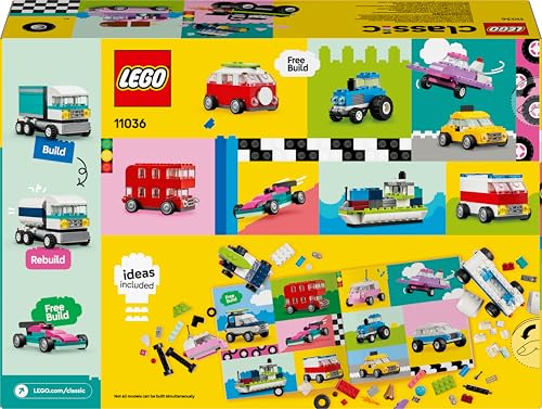 LEGO Classic Kreative Fahrzeuge, Bausteine-Set für Bunte Modellautos inkl. LKW, Polizeiauto und Baufahrzeuge, Baubare Spielzeug-Autos für Kinder, Geschenk für Jungs und Mädchen ab 5 Jahren 11036 - Image 2