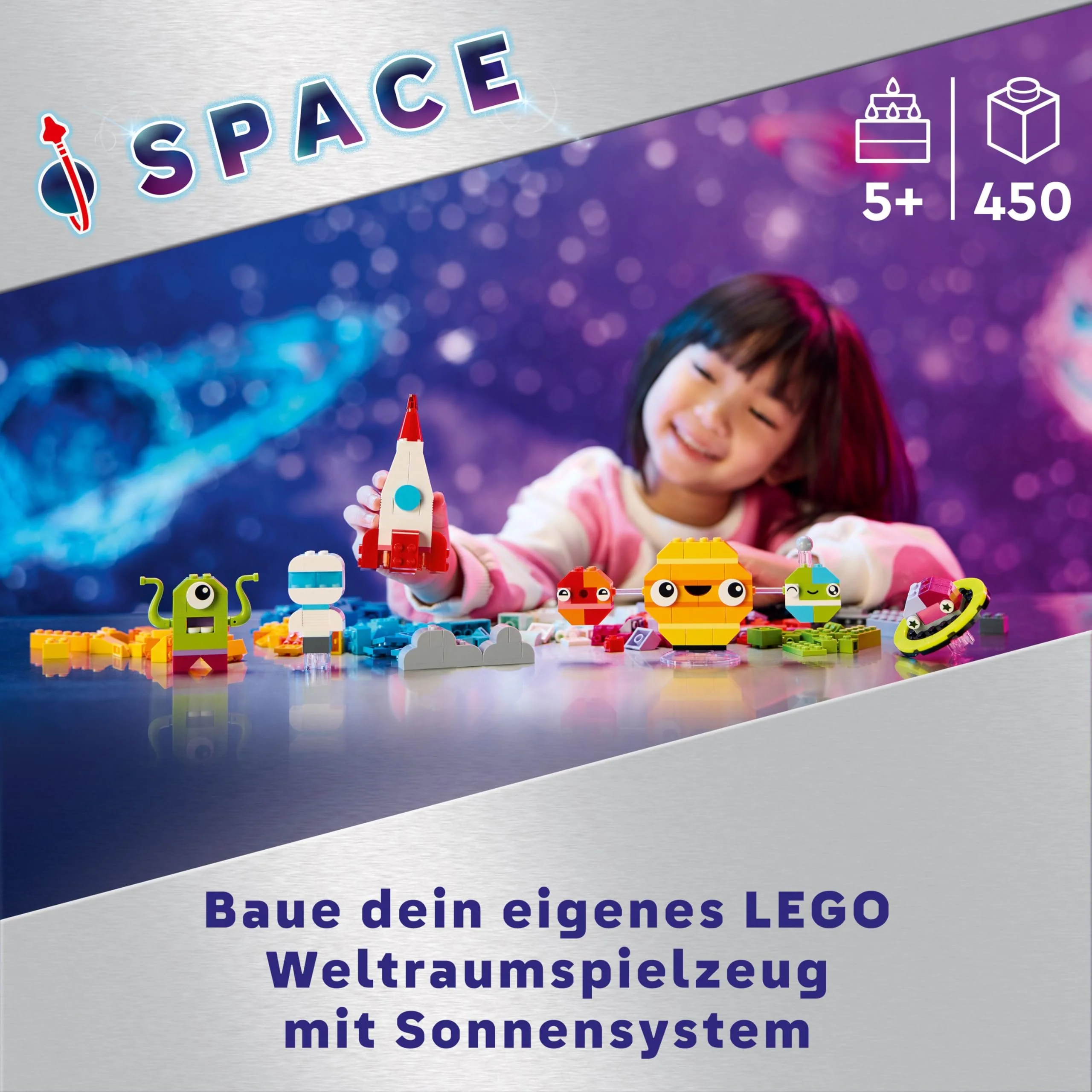 LEGO Classic Kreative Weltraumplaneten, baubares Sonnensystem-Modell für Kinder, Weltraum-Spielzeug mit Rakete, Raumschiff, Planeten und Alien, Geschenk für Kinder, Jungs und Mädchen ab 5 Jahren 11037 - Image 12
