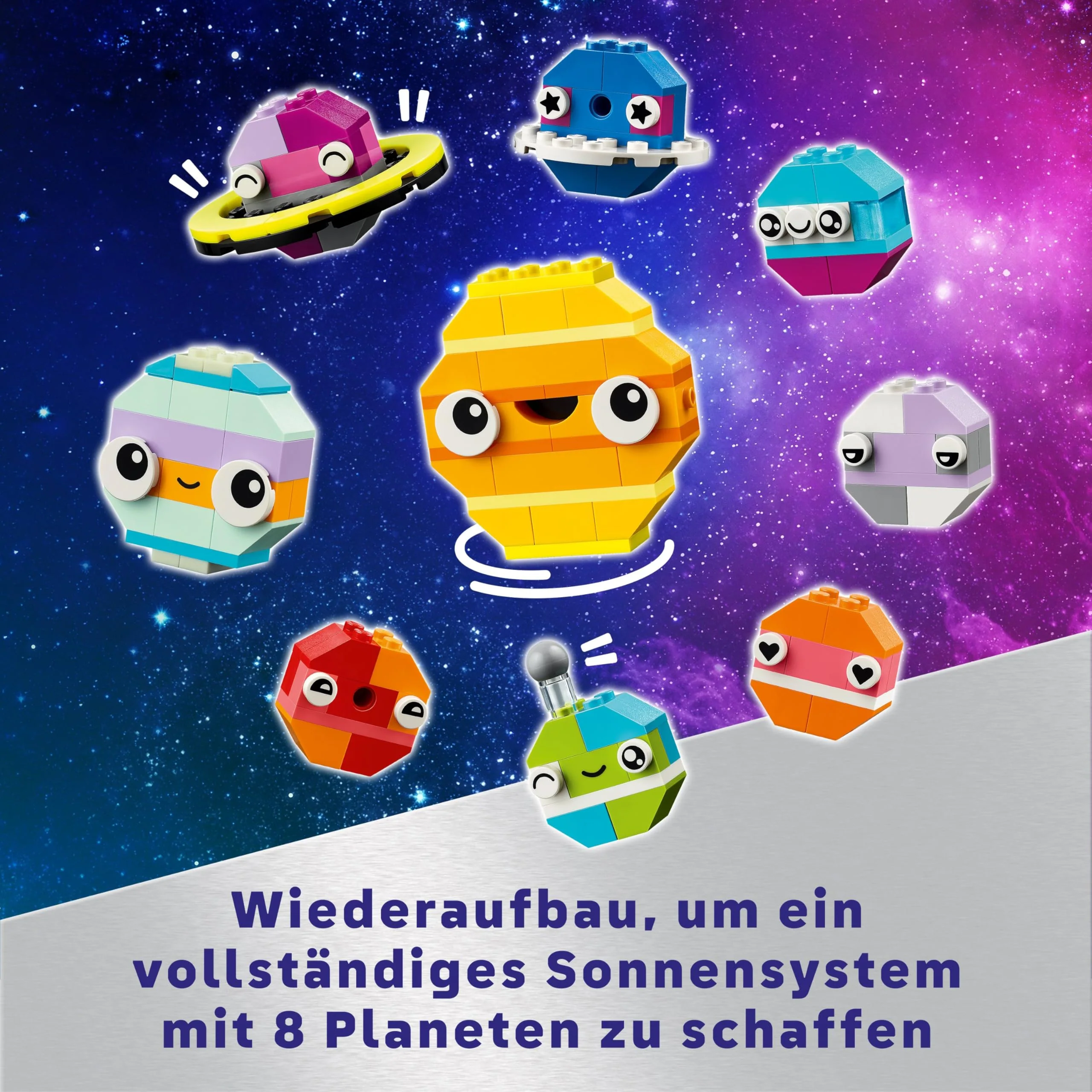 LEGO Classic Kreative Weltraumplaneten, baubares Sonnensystem-Modell für Kinder, Weltraum-Spielzeug mit Rakete, Raumschiff, Planeten und Alien, Geschenk für Kinder, Jungs und Mädchen ab 5 Jahren 11037 - Image 9