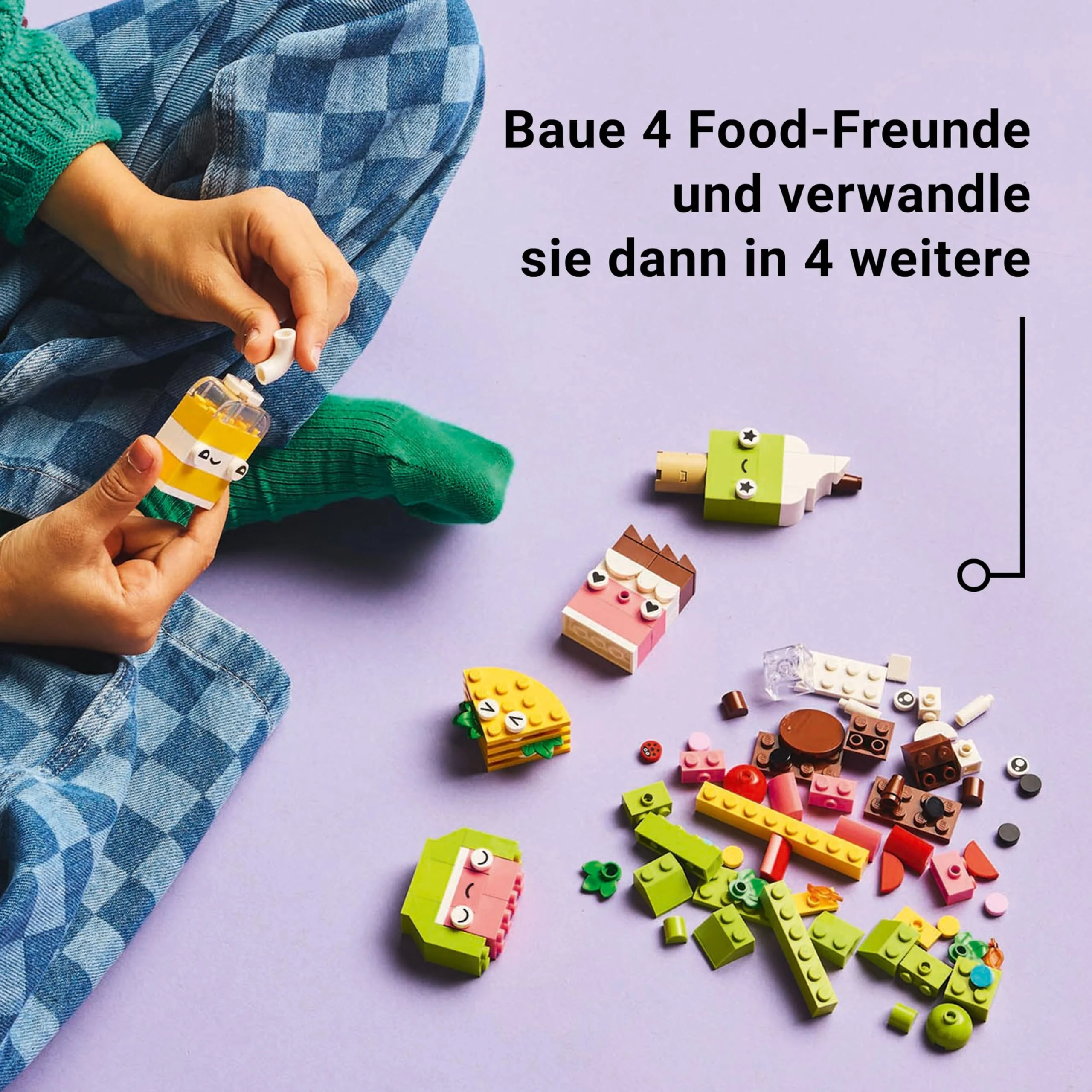 LEGO Classic Kreativer Snack Bauspaß, Spielzeug mit Essen für fantasievolle Rollenspiele, Bauset für Jungen und Mädchen ab 4 Jahren, Cupcake, Avocado, EIS am Stiel und Taco 11039 - Image 8