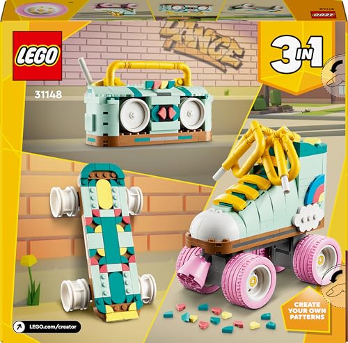 LEGO Creator 3-in-1 Retro Rollschuh – Spielzeug zum Bauen und Ausstellen - Verwandelt sich in ein Mini-Skateboard oder ein Boombox Radio – Kreatives Geschenk für Mädchen und Jungen ab 8 Jahren – 31148 - Image 2