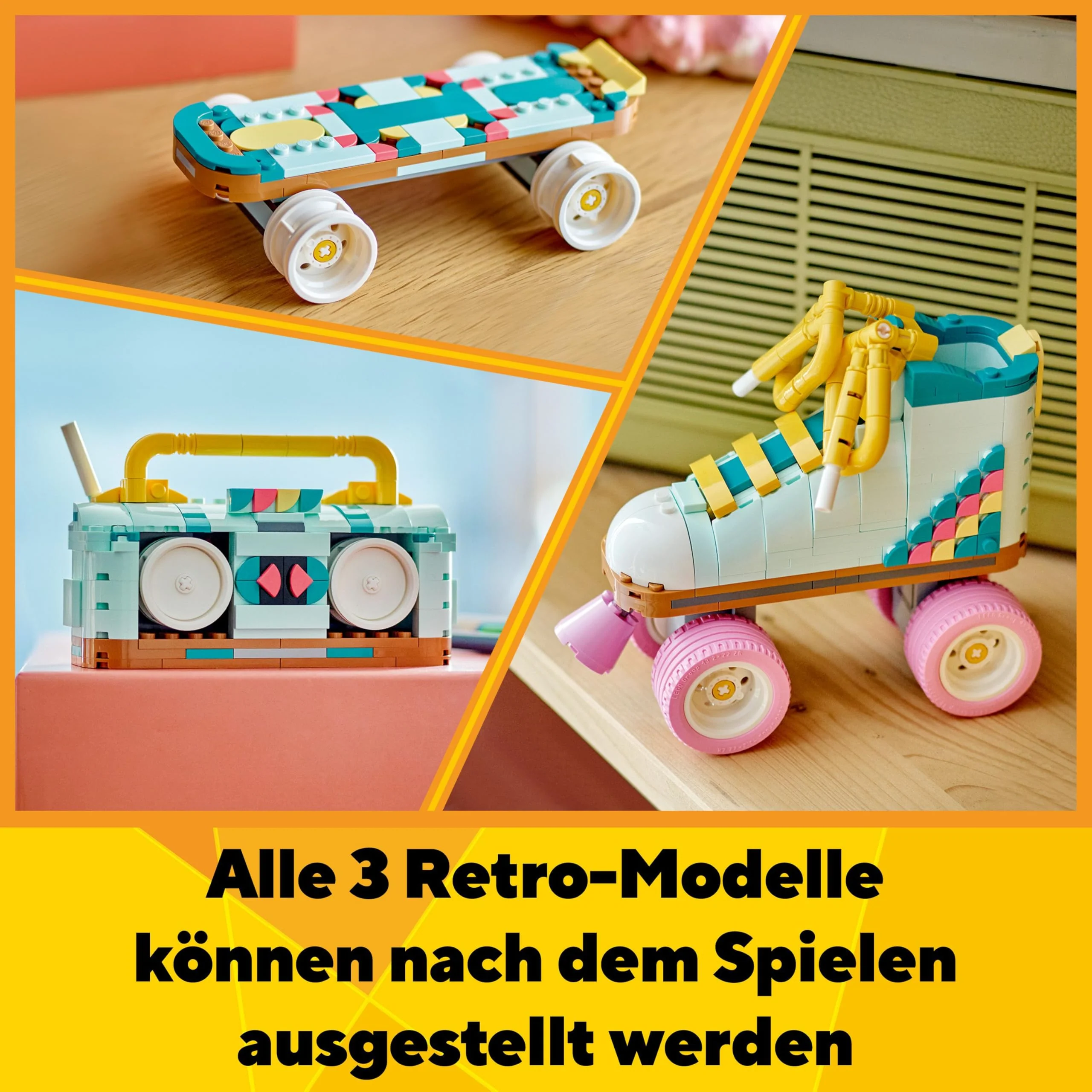 LEGO Creator 3-in-1 Retro Rollschuh – Spielzeug zum Bauen und Ausstellen - Verwandelt sich in ein Mini-Skateboard oder ein Boombox Radio – Kreatives Geschenk für Mädchen und Jungen ab 8 Jahren – 31148 - Image 9