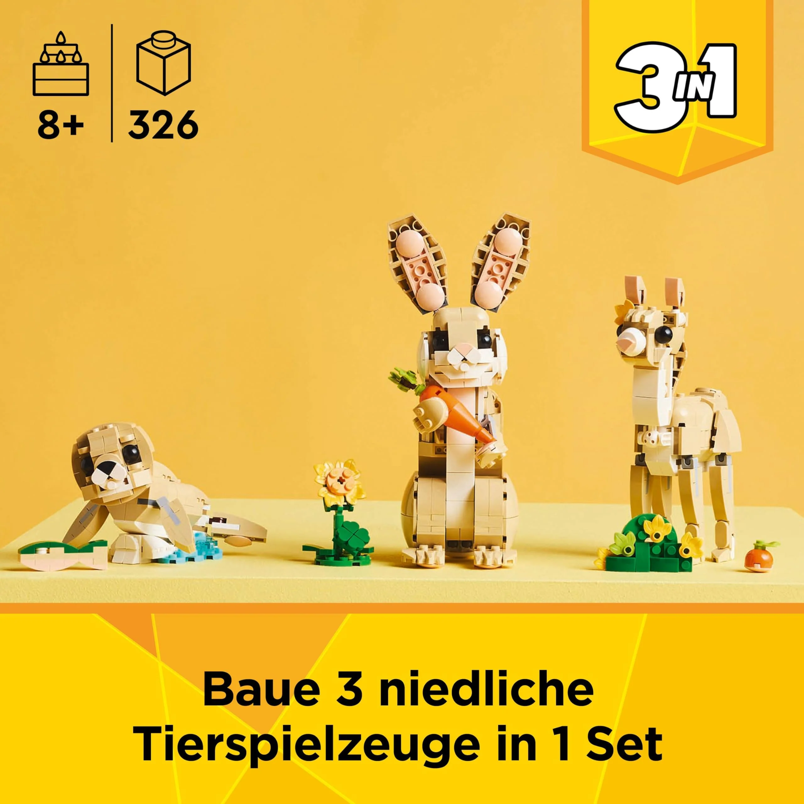 LEGO Creator 3in1 Häschen - Tierfigur umbaubar in EIN Lama oder eine Robbe – Spielset mit Minifiguren - Kreatives Spielzeug für Mädchen und Jungen ab 8 Jahren – Kinder Geschenk zum Bauen 31162 - Image 12