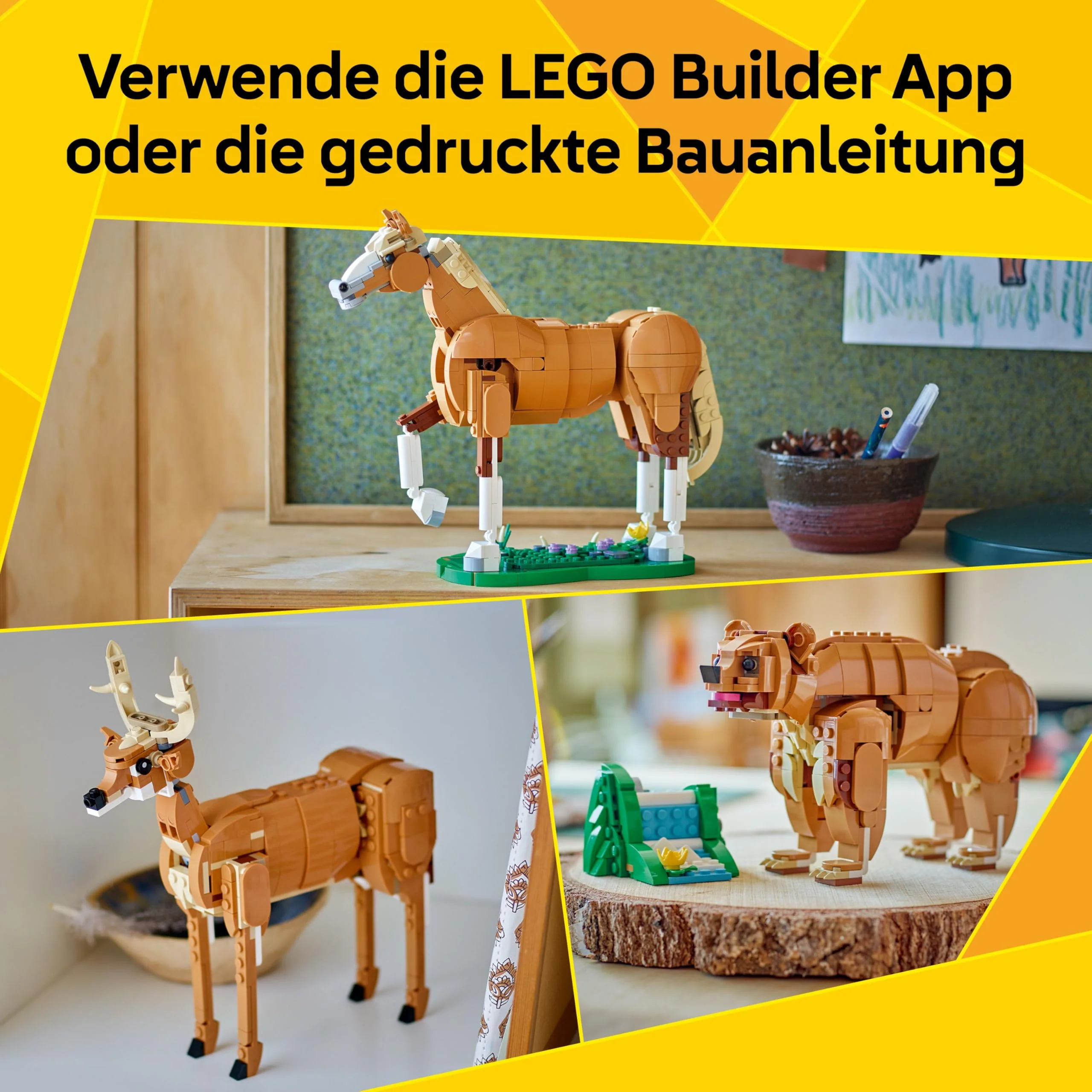LEGO Creator 3in1 Prächtiges Ross - Kinder Spielzeug Tiere - Tierfigur verwandelt Sich in EIN Bären- oder Hirschmodell – Kreatives Geschenk für Mädchen und Jungen ab 9 Jahren – 31166 - Image 5