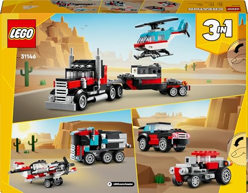LEGO Creator 3in1 Tieflader mit Hubschrauber, Fahrzeuge-Set mit Helikopter- und LKW-Spielzeug, Flugzeug und Tanklaster, Hot Rod und SUV, Geschenk für 7-jährige Jungs und Mädchen 31146 - Image 2