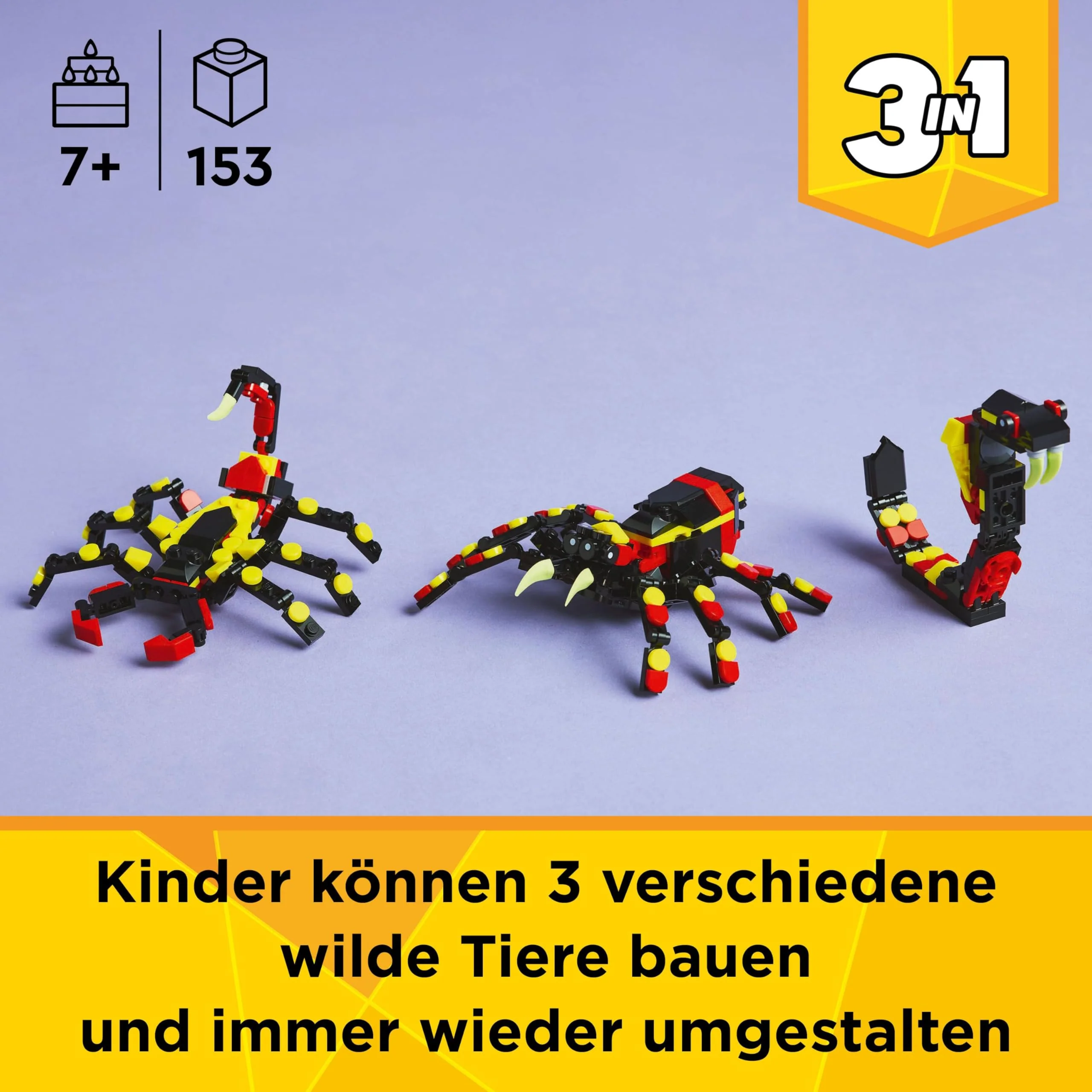 LEGO Creator 3in1 Wilde Tiere: Überraschungsspinne - Spielzeug zum Umbauen in eine Skorpion Figur oder Schlange - Bauset mit 3 Modellen - Geschenk für Jungen und Mädchen ab 7 Jahren 31159 - Image 12