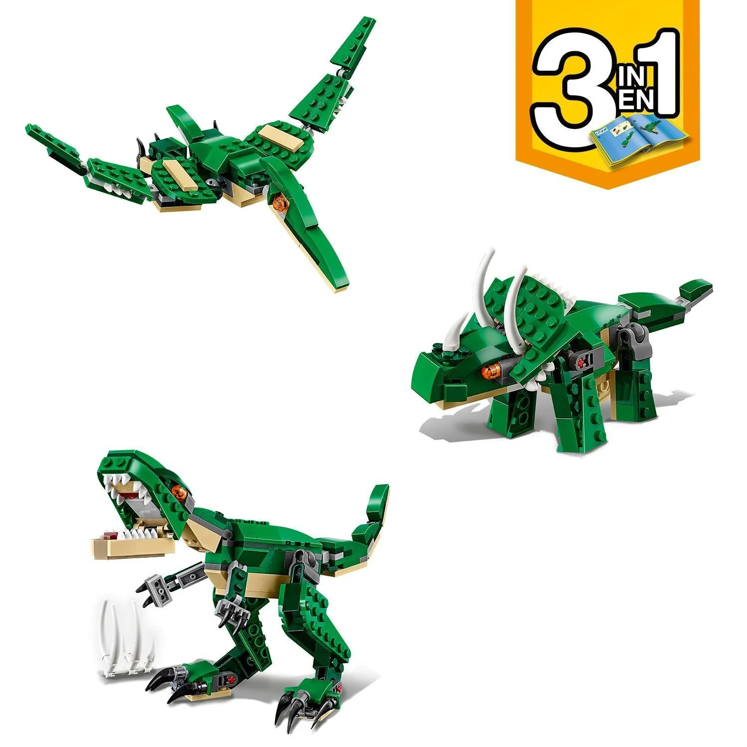 LEGO Creator Dinosaurier, 3in1 Spielzeug-Modell zum Bauen von T-Rex, Triceratops und Pterodactylus-Figuren, Bausteine-Set für Kinder ab 7 Jahren, Geschenk für Jungen und Mädchen 31058 - Image 5