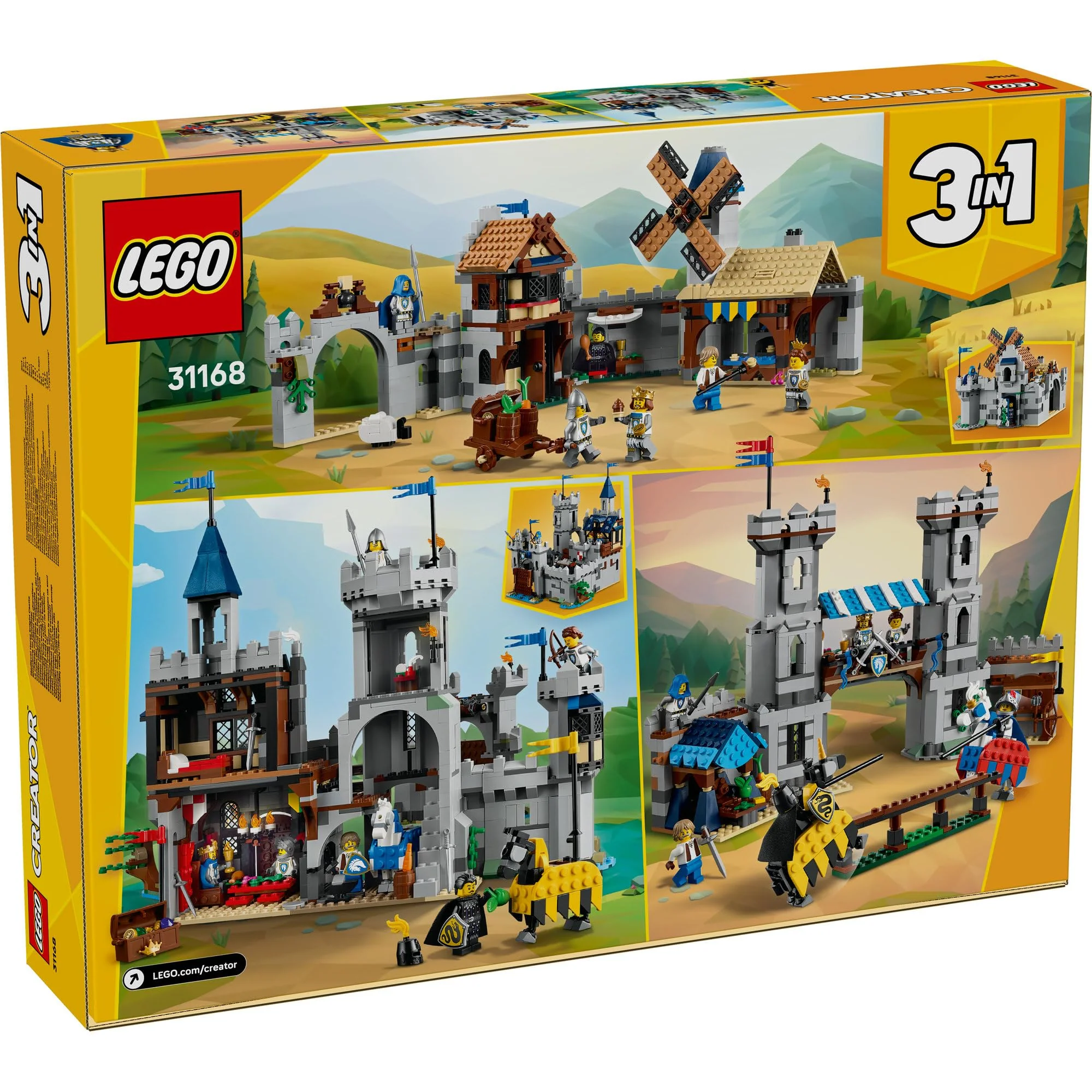 LEGO Creator Ritterburg im Mittelalter - 3-in-1-Bauset - Spielzeug Ritterburg - Umwandelbar in Ritterturnier-Szene oder Stadt - 6 Minifiguren - Geschenk für Jungen und Mädchen ab 9 Jahren 31168 - Image 7