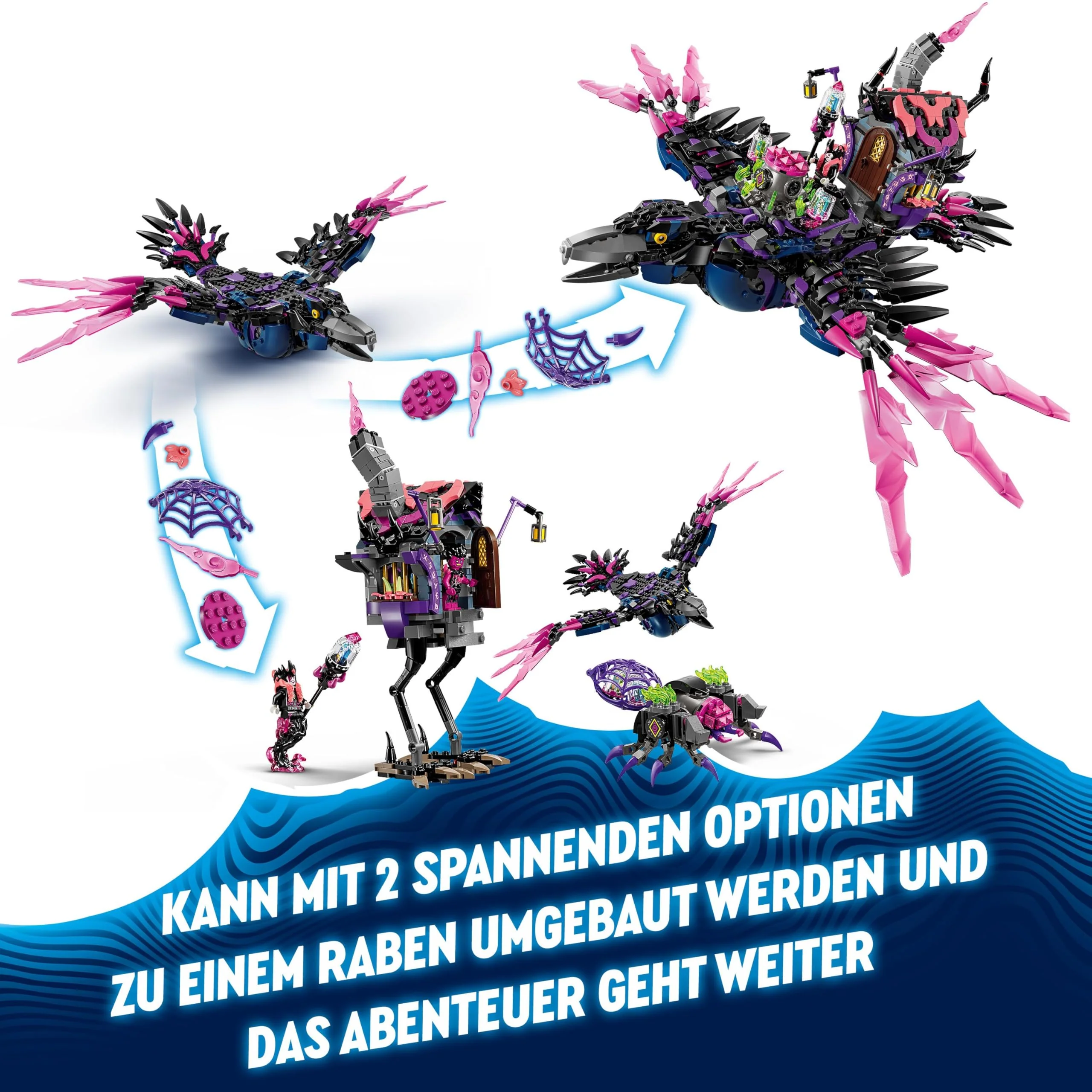 LEGO DREAMZzz 3-in-1 Der Mitternachtsrabe der Nimmerhexe, Spielset für Jungen und Mädchen ab 9 Jahren, mit Tierfigur, Fantasy-Hütte zum Umbauen in EIN Haus, eine Spinne oder einen Vogel 71478 - Image 11