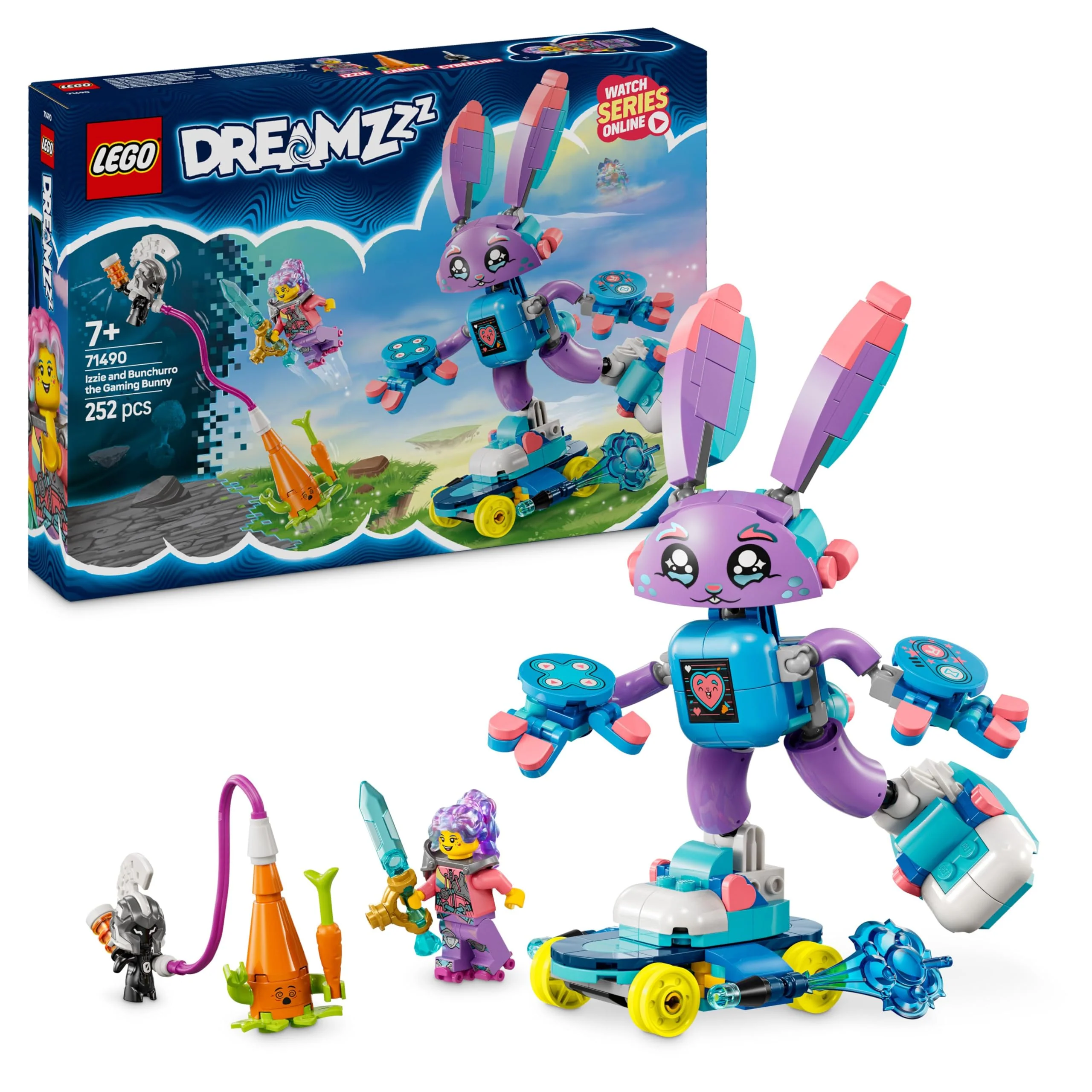 LEGO DREAMZzz Izzie und Bunchurro der Gaming-Hase, Spielzeug für Kinder ab 7 Jahren, 2-in-1 Spielset mit Helden-Minifigur und Cyberling für EIN fantasievolles Spielerlebnis 71490