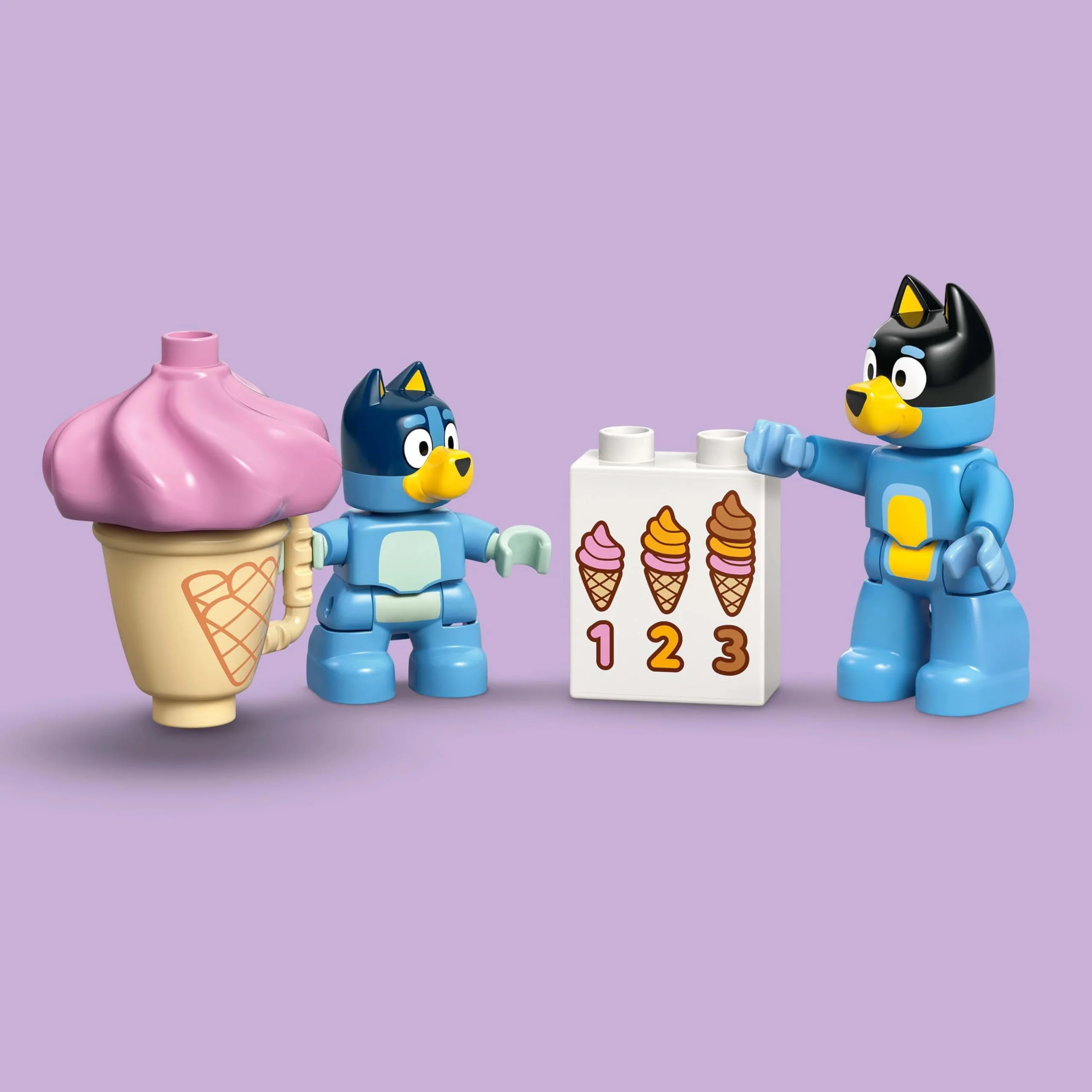 LEGO DUPLO Bluey: Ice Cream Trip with Bluey - Educational Motor Skills Toy for Toddlers, with a Toy Car and Ice Cream Stand, Plus 2 Figures incl. Bandit - Gift for 2+ Year Old Girls & Boys - 10458 - Image 4