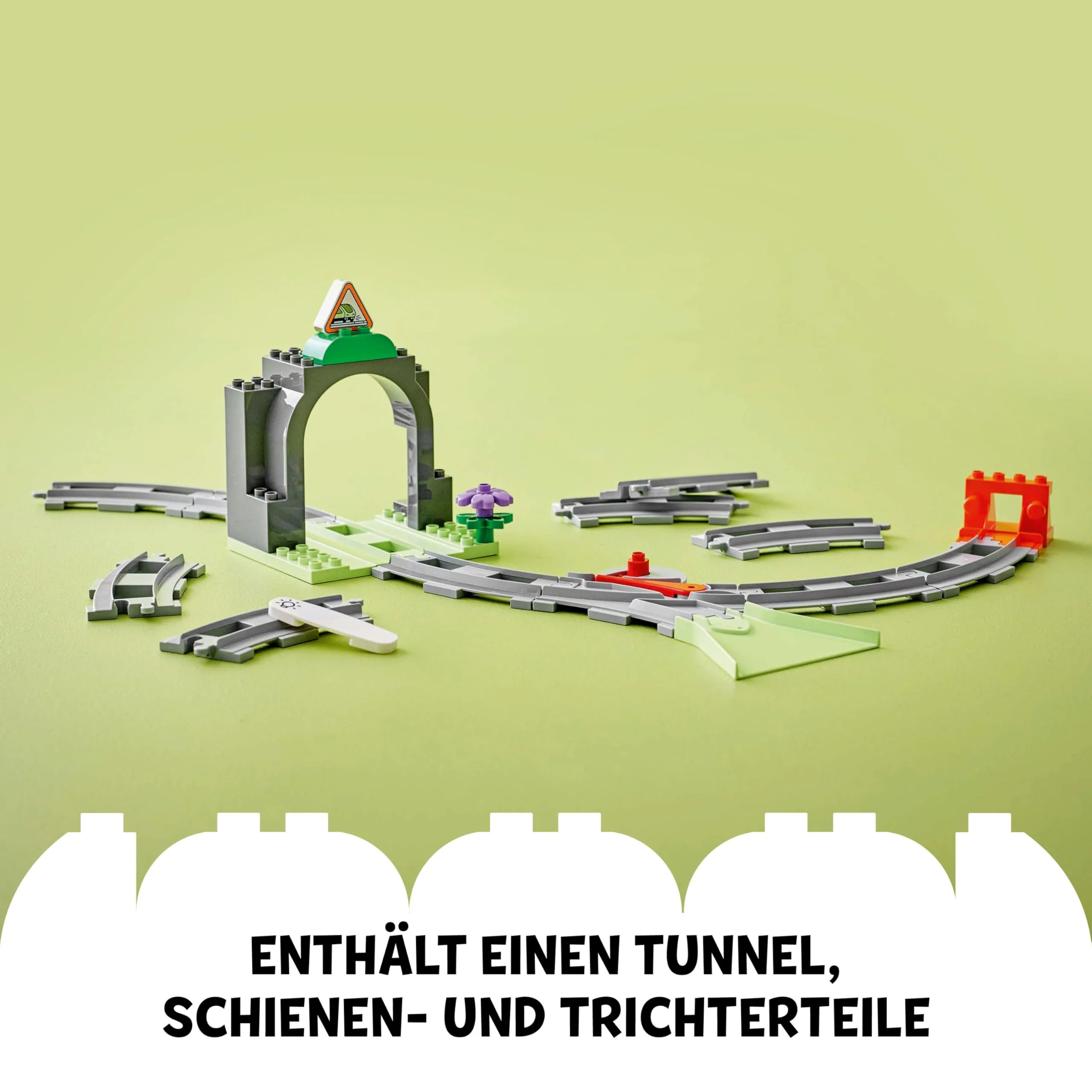 LEGO DUPLO Eisenbahntunnel und Schienen – Erweiterungsset - Lernspielzeug für Kleinkinder – 10-teilige Bahnstrecke mit Trichter und Weiche – Geschenk für Jungen & Mädchen ab 2 Jahren - 10425 - Image 8