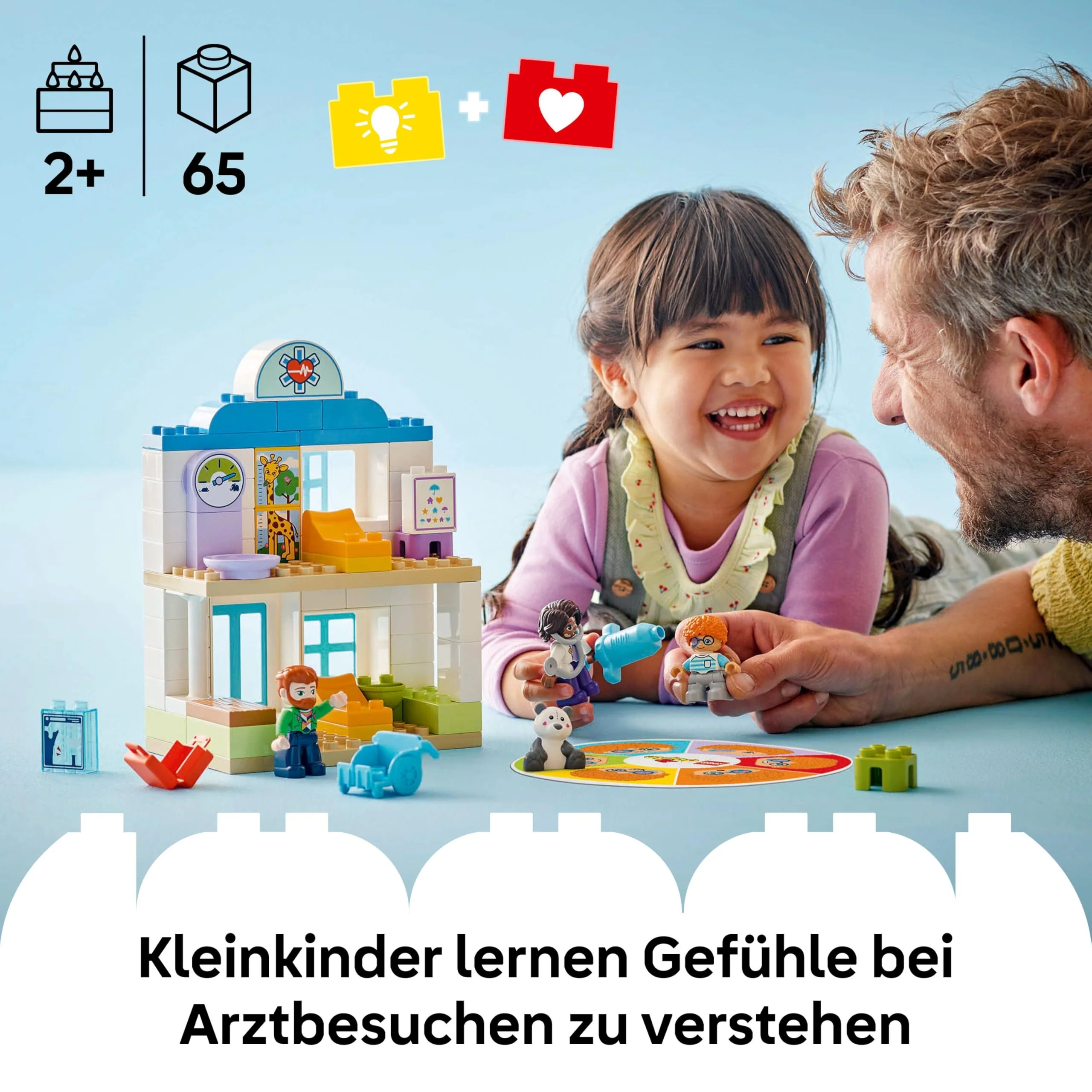 LEGO Duplo Erster Arztbesuch – Lernspielzeug für Mädchen und Jungen ab 2 Jahren – Montessori Spielzeug mit 4 Figuren, Arzt, Teddy, Erwachsener, Kinder und Gefühlskarten – Kinder Geschenk – 10449 - Image 12