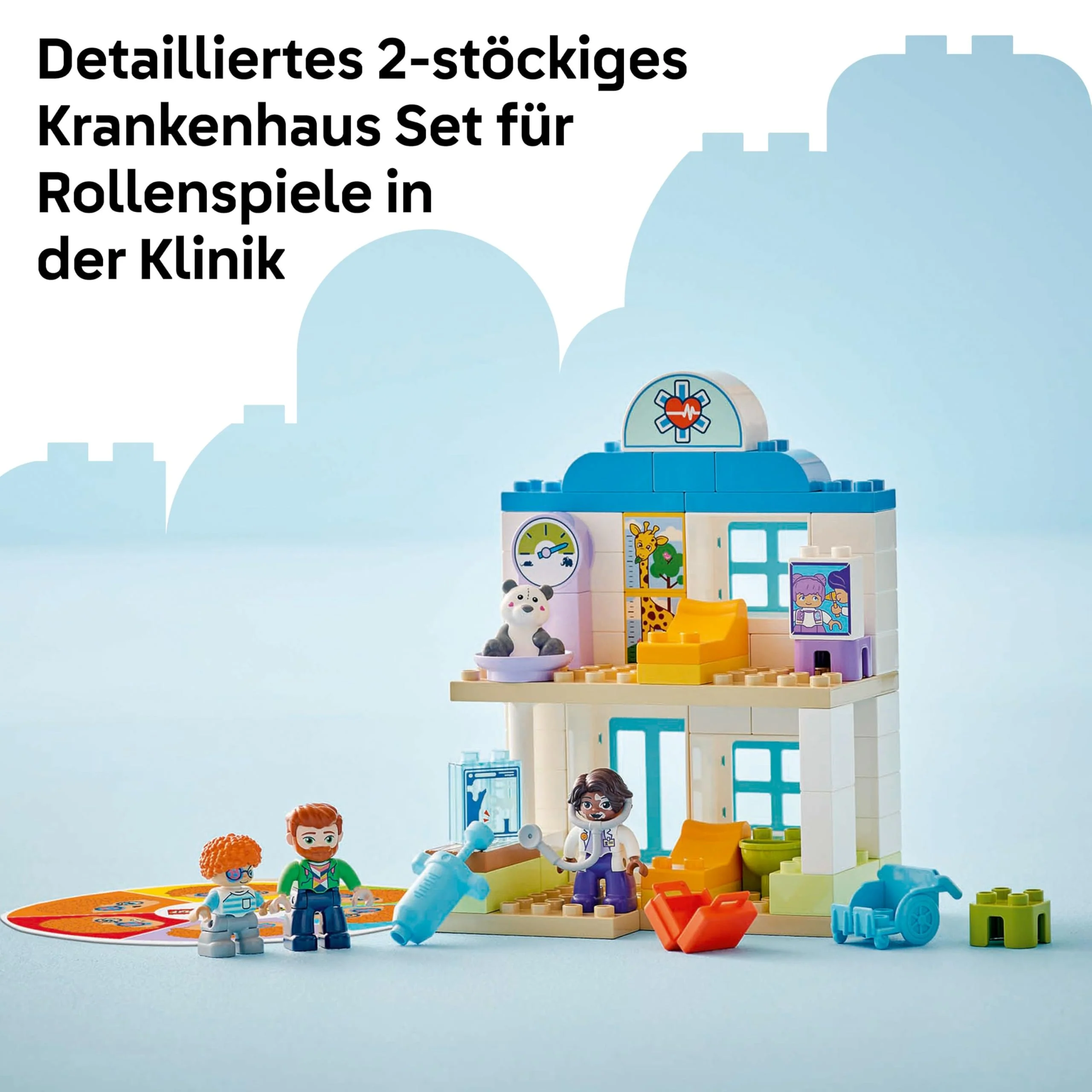 LEGO Duplo Erster Arztbesuch – Lernspielzeug für Mädchen und Jungen ab 2 Jahren – Montessori Spielzeug mit 4 Figuren, Arzt, Teddy, Erwachsener, Kinder und Gefühlskarten – Kinder Geschenk – 10449 - Image 9