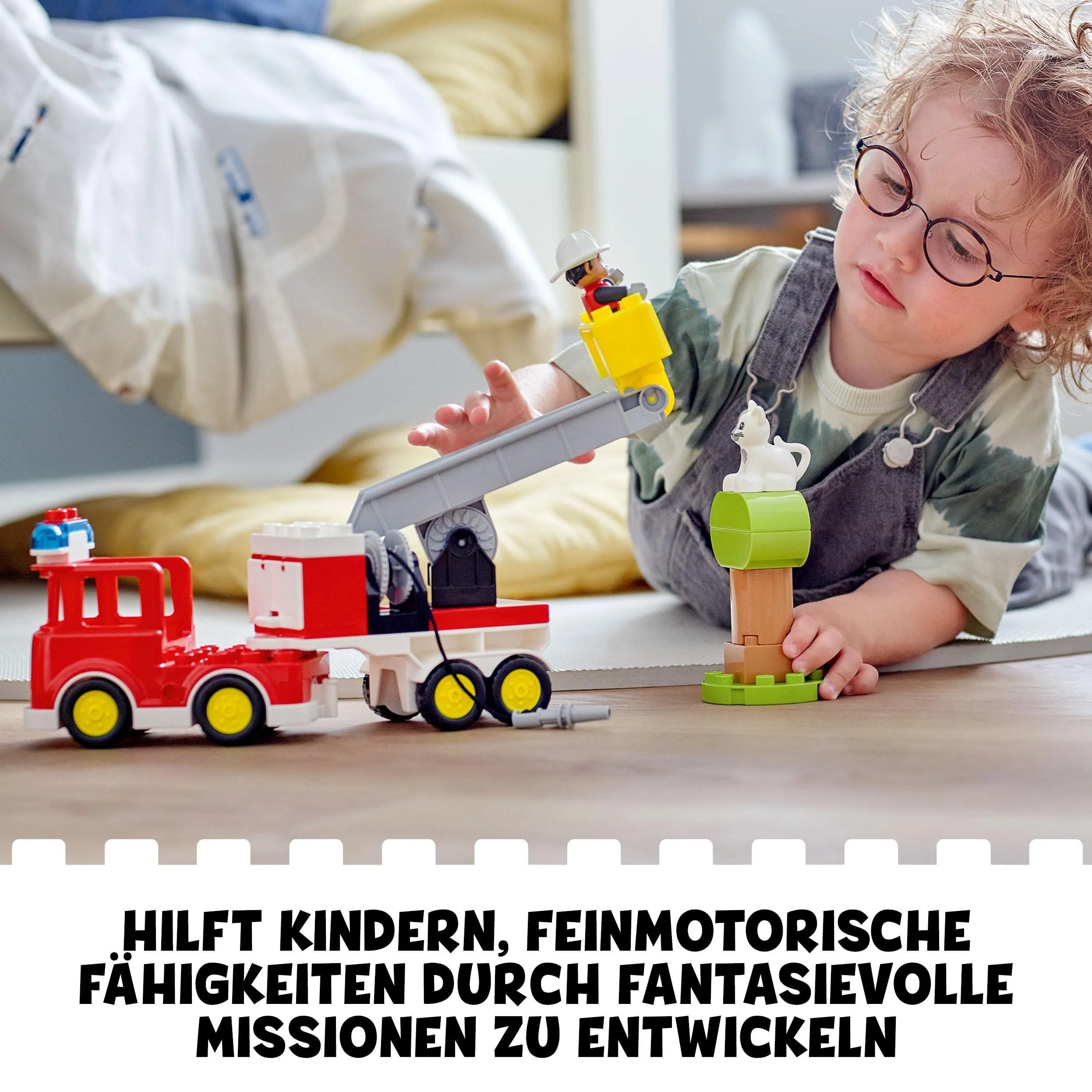 LEGO DUPLO Feuerwehrauto - Minifiguren für Vorschulkinder ab 2 Jahren - Montessori Spielzeug für Kleinkinder mit LKW, Feuerwehrmann, Katze und Baum - Kinder Geschenk für Mädchen und Jungen 10969 - Image 8