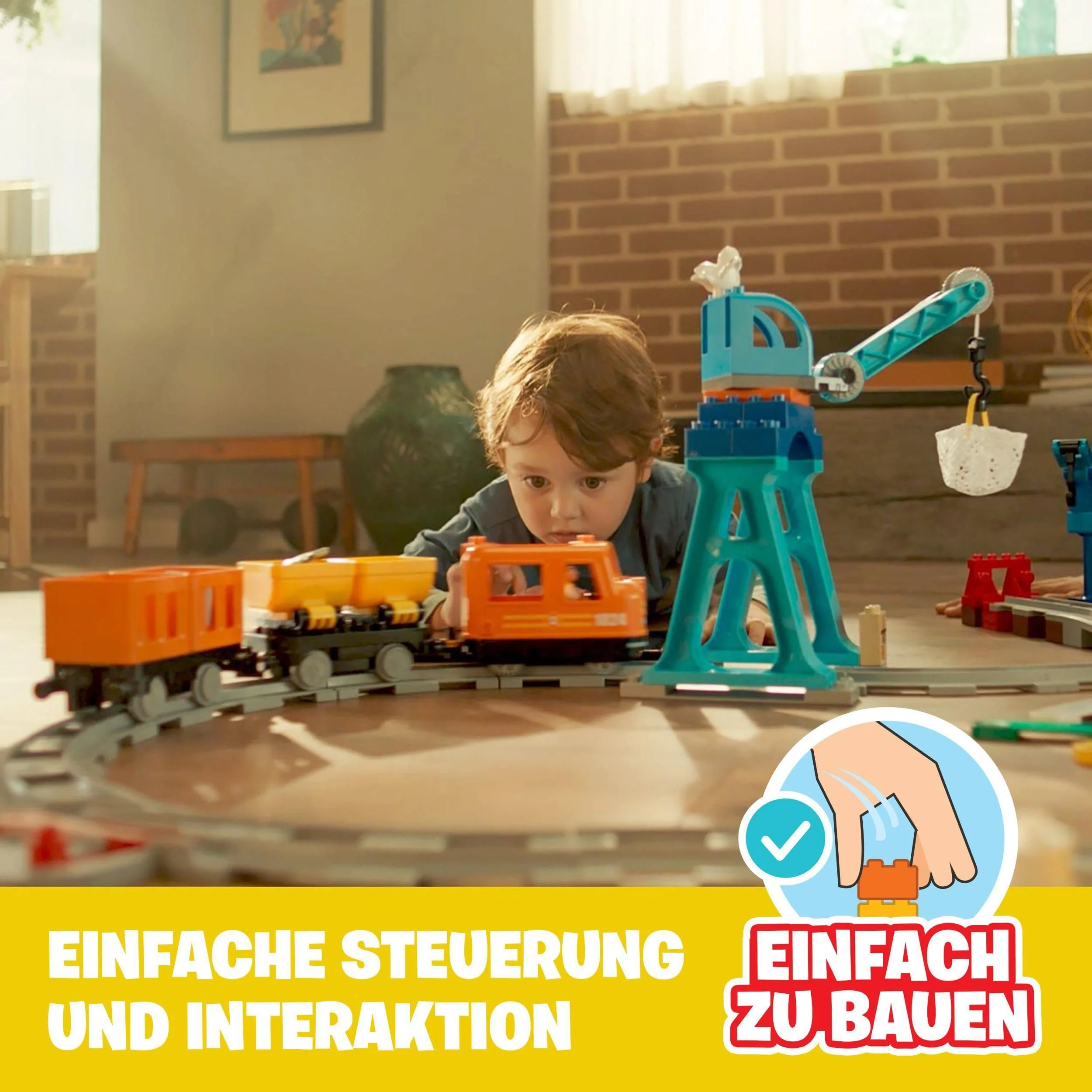 LEGO DUPLO Güterzug, „Push & Go“-Lok mit Lichtern und Geräuschen, Funktionssteinen und 2 Kranen, Spielzeug für Mädchen und Jungen ab 2 Jahren 10875 - Image 4
