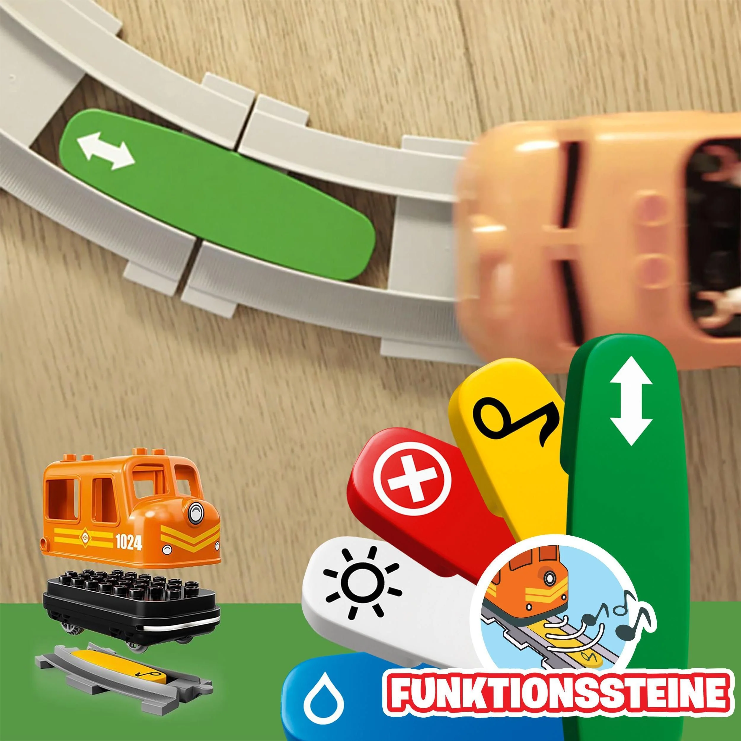 LEGO DUPLO Güterzug, „Push & Go“-Lok mit Lichtern und Geräuschen, Funktionssteinen und 2 Kranen, Spielzeug für Mädchen und Jungen ab 2 Jahren 10875 - Image 5