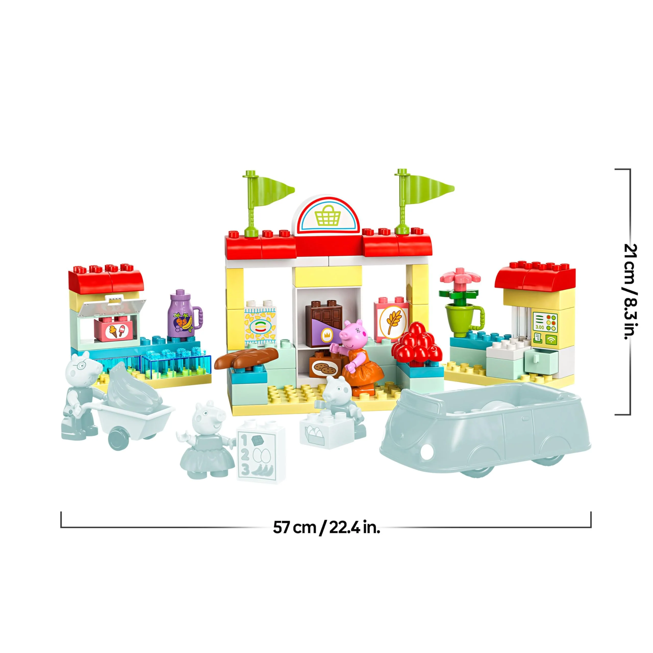 LEGO DUPLO Peppa Pig Supermarkt – Lernspielzeug zur Förderung der Feinmotorik für Mädchen & Jungen ab 2 Jahren – inkl. Geschäft mit Auto und 4 Figuren – Geschenkidee für Kleinkinder – 10434 - Image 5