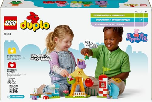 LEGO DUPLO Peppa Wutz Jahrmarkt - Montessori Spielzeug - Motorikspielzeug für Kinder ab 2 Jahren - Vorschule Spiele mit Riesenrad, Rutsche & 3 Figuren inkl. Mollie Mieze & Klausi Kläff 10453 - Image 2