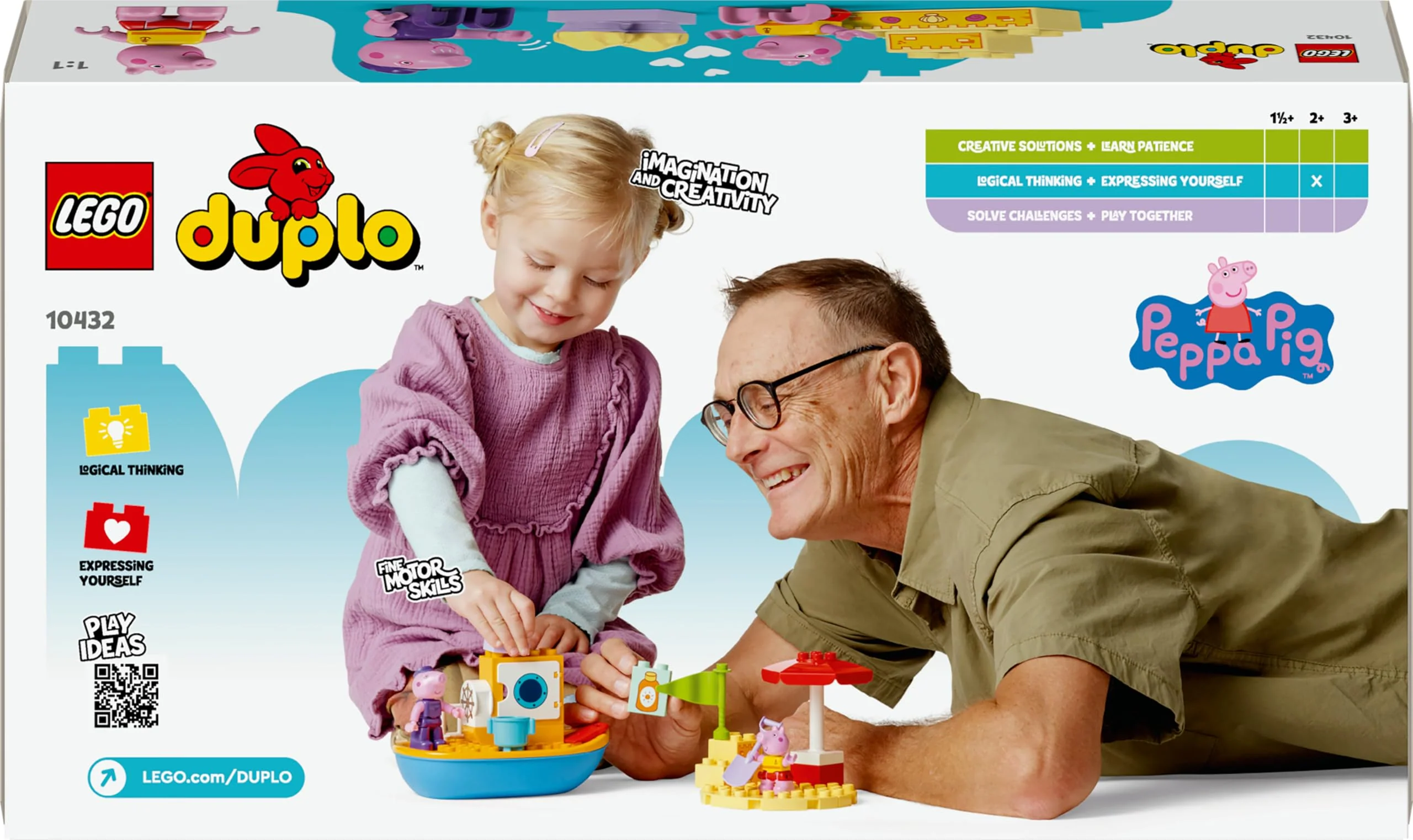 LEGO DUPLO Peppas Bootsausflug: Spielset mit Spielzeugboot zum Bauen und Umbauen mit 2 Figuren, kreatives Spielzeug, Geschenk-Idee für Kinder ab 2 Jahren, Jungen und Mädchen 10432 - Image 2