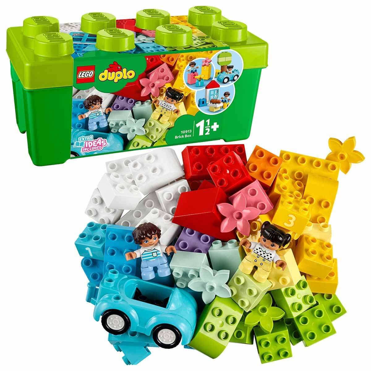 LEGO DUPLO Steinebox – Weihnachtsbaum Spielzeug für Kinder ab 1 Jahr – Enthält nummerierte und Bunte Bausteine - Bauset mit 1 Auto, 2 Figuren und eine Box – Geschenk für Mädchen und Jungen - 10913