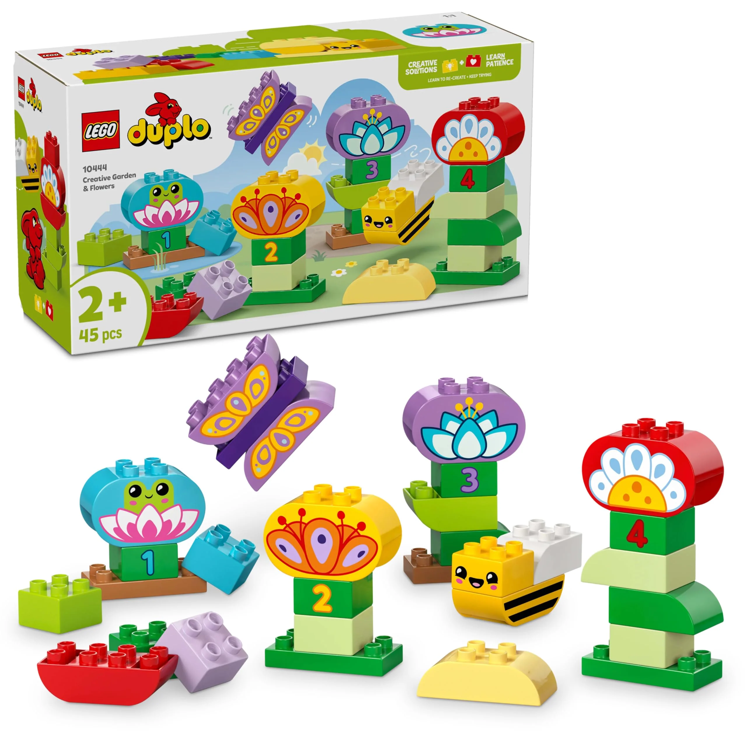 LEGO DUPLO Town Kreativer Blumengarten - Motorikspielzeug für Kinder ab 2 Jahren - Montessori Spielzeug - Lernspielzeug für Vorschulkinder - Garten Spiel für Kleinkinder - Geschenkidee 10444