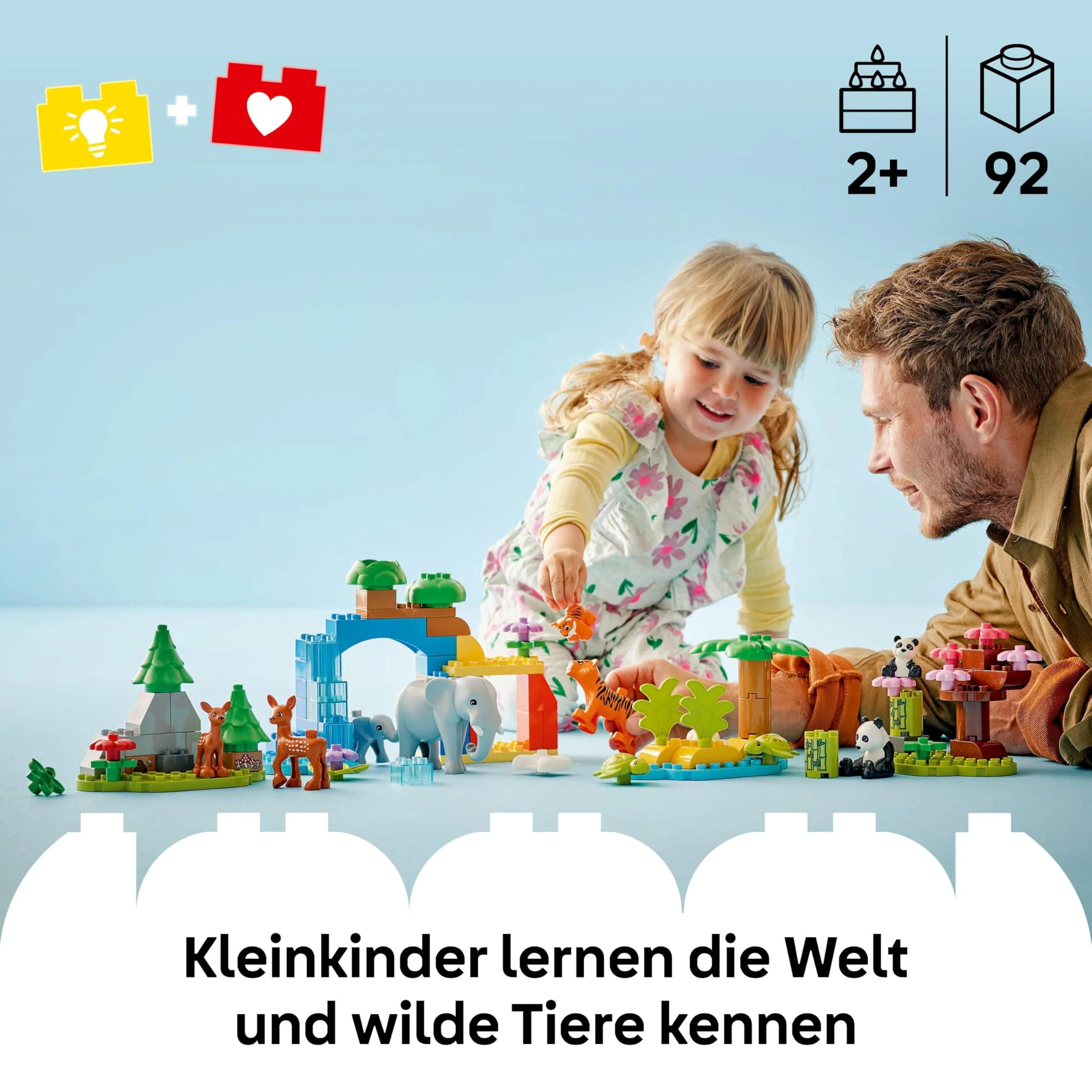 LEGO DUPLO Town Wildtier-Familien 3-in-1 Set - Lernspielzeug für Kleinkinder mit Tierfiguren - Montessori Spielzeug ab 2 Jahren mit Schildkröte, Tiger, Elefant, Hirsch & Panda Figuren - Geschenk 10446 - Image 11