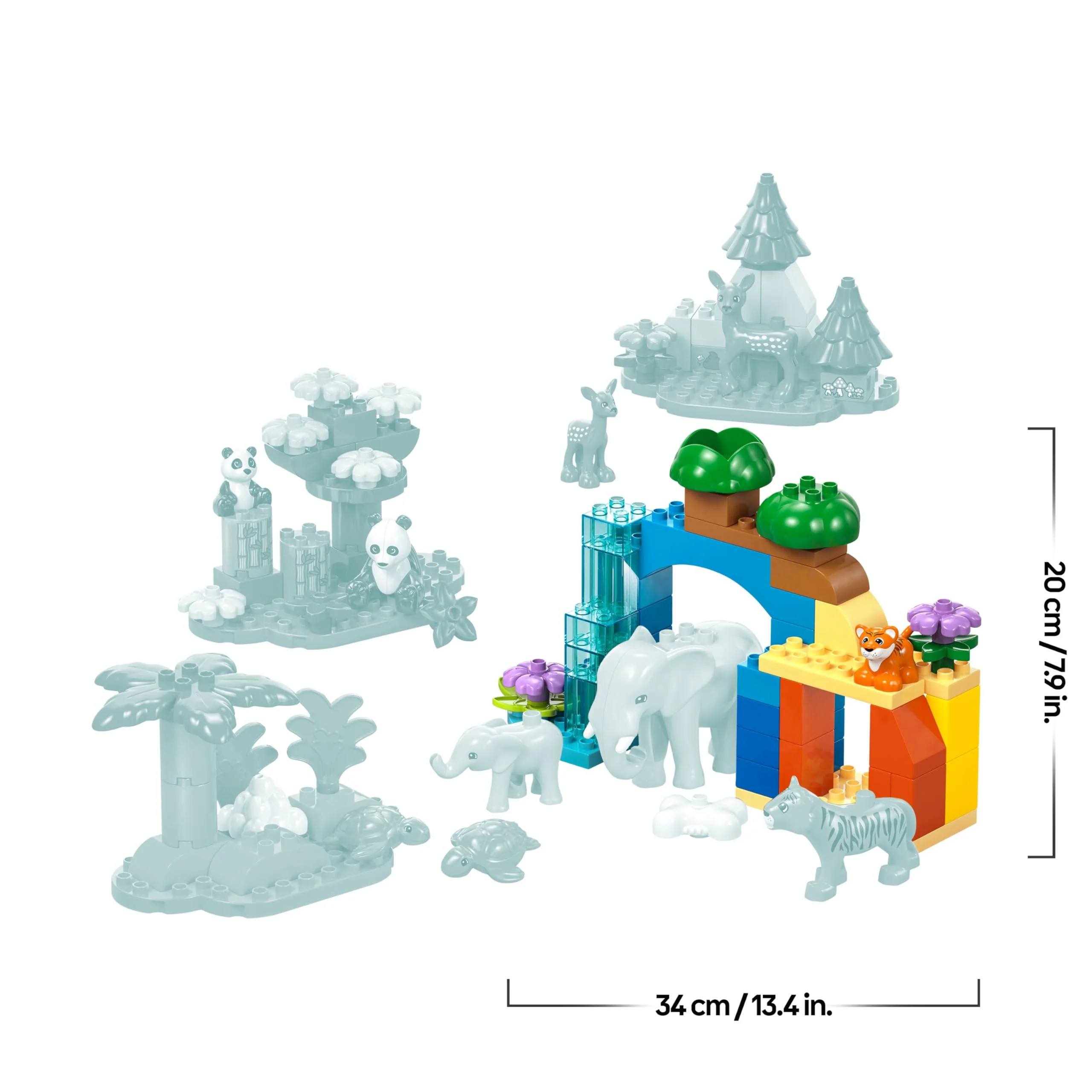 LEGO DUPLO Town Wildtier-Familien 3-in-1 Set - Lernspielzeug für Kleinkinder mit Tierfiguren - Montessori Spielzeug ab 2 Jahren mit Schildkröte, Tiger, Elefant, Hirsch & Panda Figuren - Geschenk 10446 - Image 5