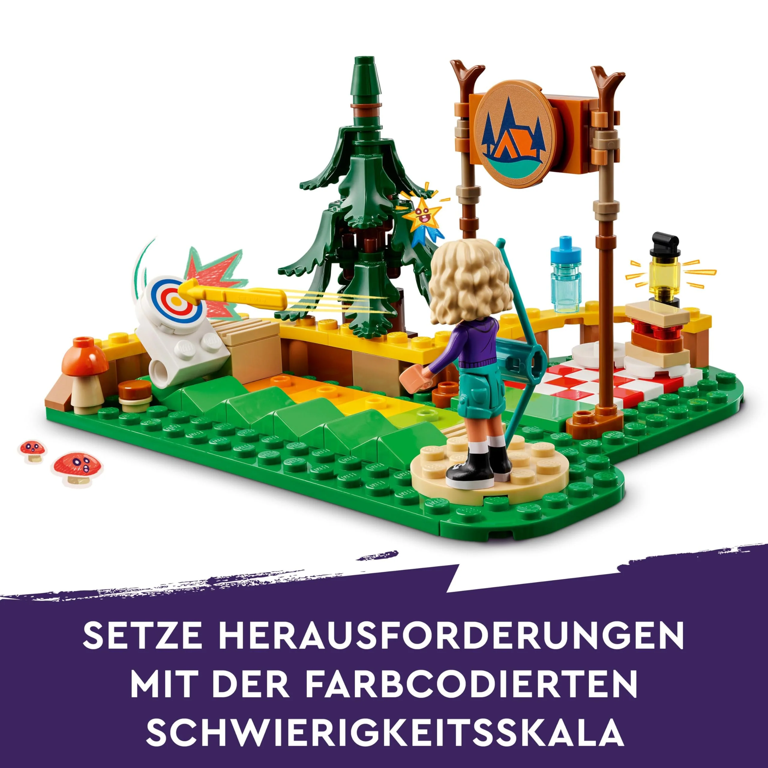 LEGO Friends Bogenschießen im Abenteuercamp, Bauspielzeug für Kinder mit Pfeil und Bogen, 2 Spielfiguren und einem Waschbären, für Mädchen und Jungen ab 6 Jahren 42622 - Image 9