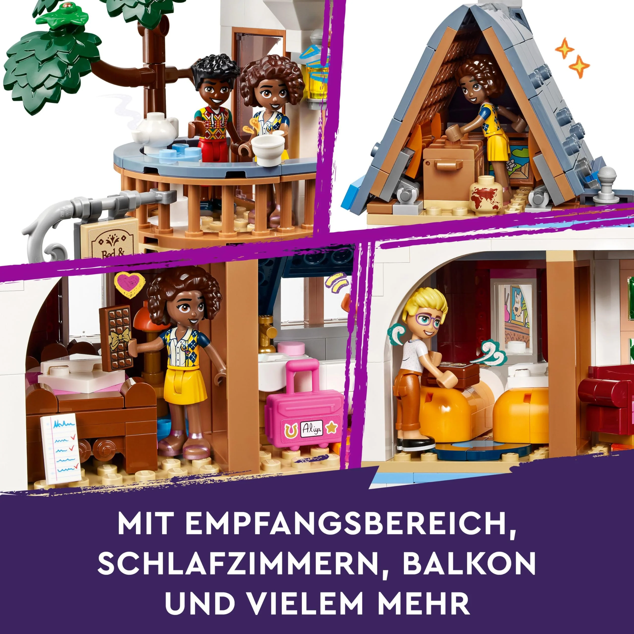LEGO Friends Burg mit Ferienunterkunft, Hotel-Spielset für Kinder und Teenager ab 12 Jahren mit 4 Spielfiguren, Hund und Zubehör, Geschenkidee für Mädchen und Jungen 42638 - Image 11