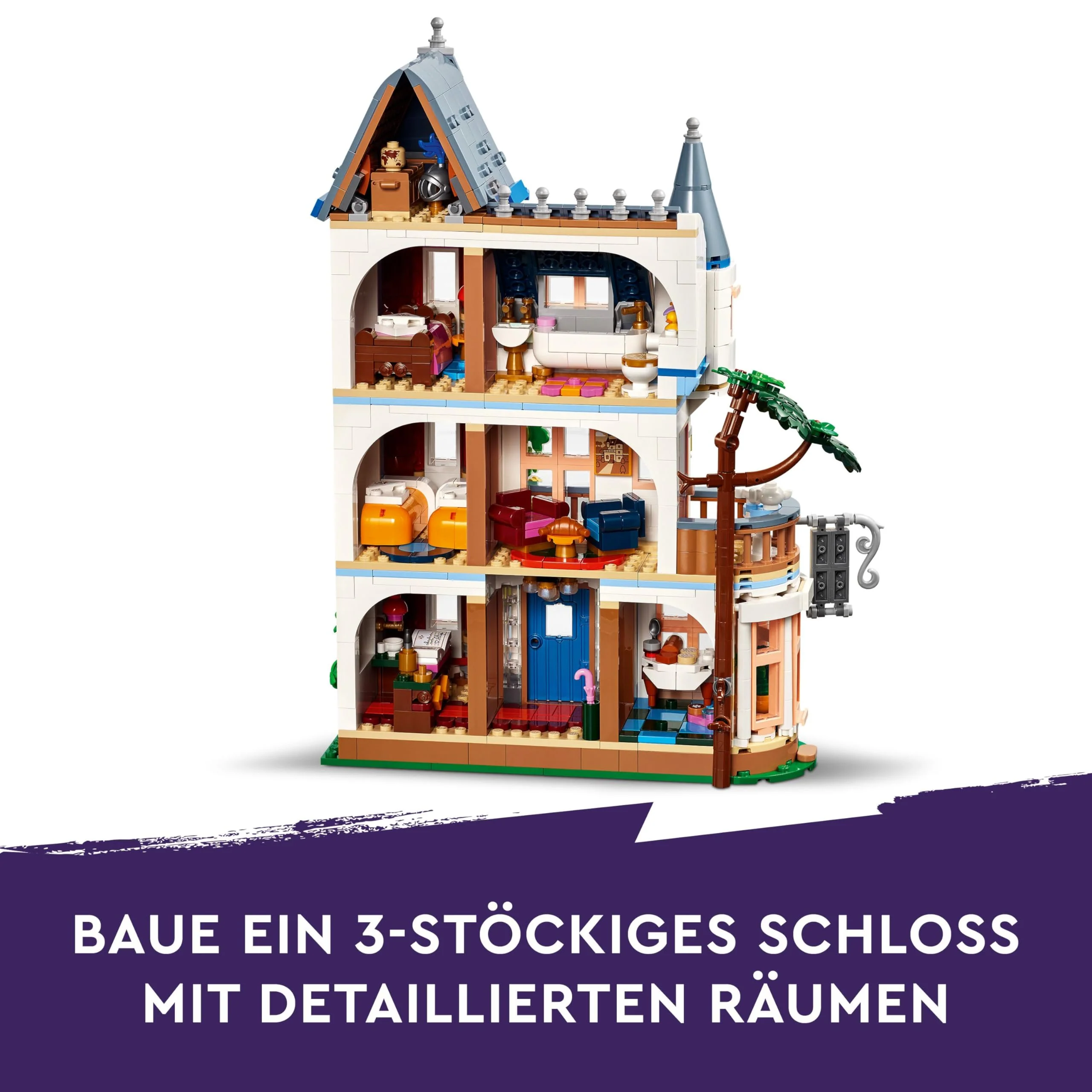 LEGO Friends Burg mit Ferienunterkunft, Hotel-Spielset für Kinder und Teenager ab 12 Jahren mit 4 Spielfiguren, Hund und Zubehör, Geschenkidee für Mädchen und Jungen 42638 - Image 13