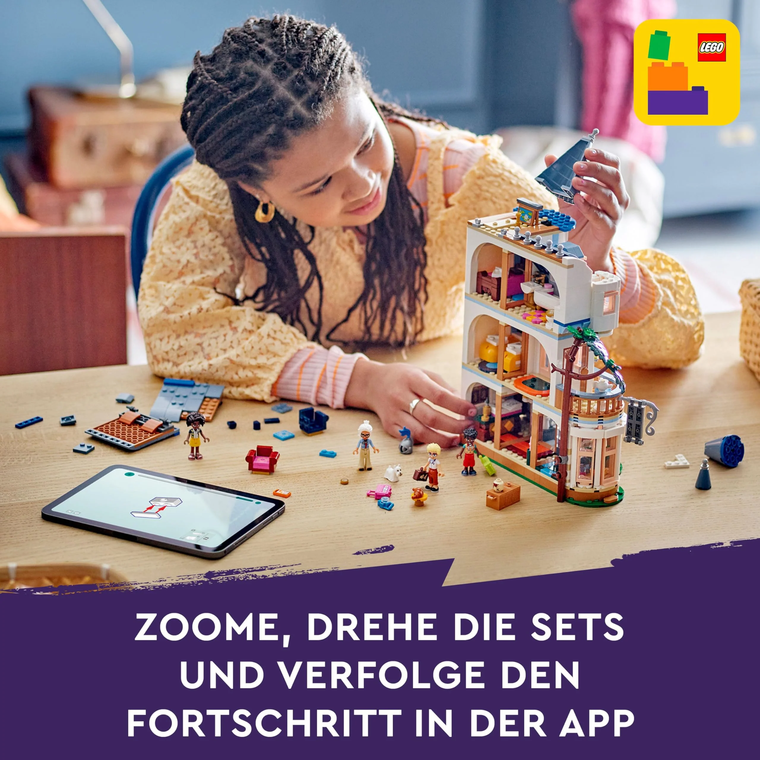 LEGO Friends Burg mit Ferienunterkunft, Hotel-Spielset für Kinder und Teenager ab 12 Jahren mit 4 Spielfiguren, Hund und Zubehör, Geschenkidee für Mädchen und Jungen 42638 - Image 9