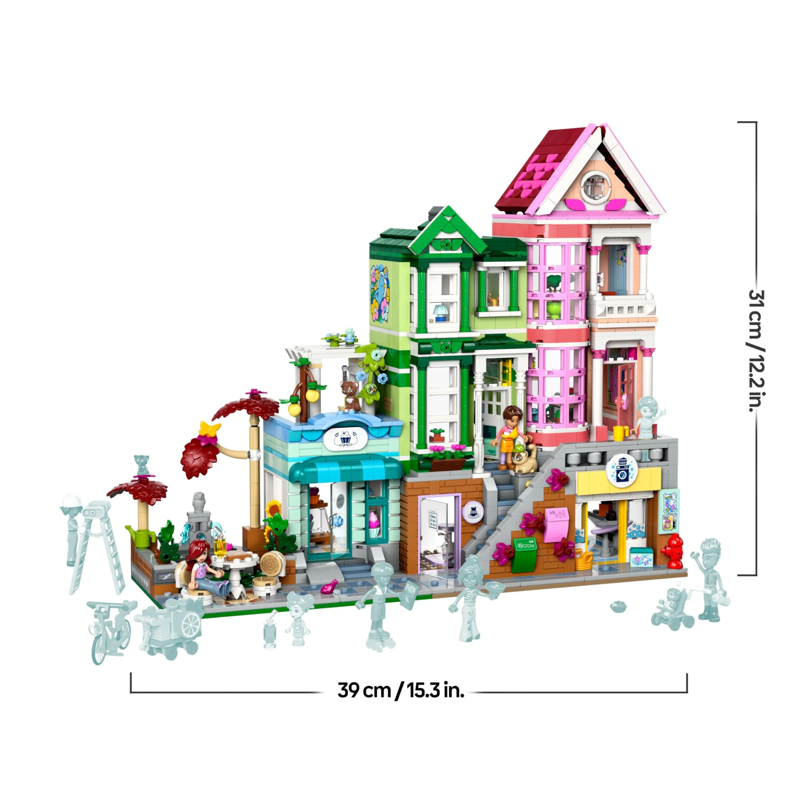 LEGO Friends Heartlake City Wohn- und Einkaufsstraße, Bauset für Rollenspiele mit 9 Charakteren (darunter 7 Minifiguren) und 3 Katzen, Geschenk für Mädchen und Jugendliche, Spielzeughaus 42670 - Image 6
