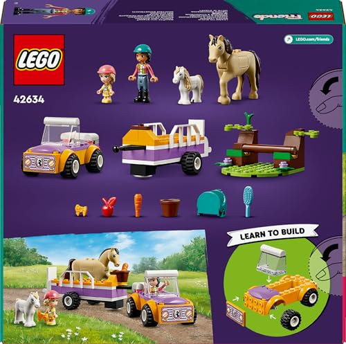 LEGO Friends Pferde- und Pony-Anhänger - Pferdespielzeug für Mädchen und Jungen - Kinder Geschenk für Vorschulkinder ab 4 Jahren - Lernspielzeug mit Spielfiguren Liann & Zoya sowie 2 Tiere 42634 - Image 2
